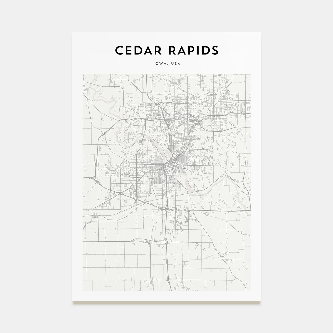 Cedar Rapids Map Portrait Poster
