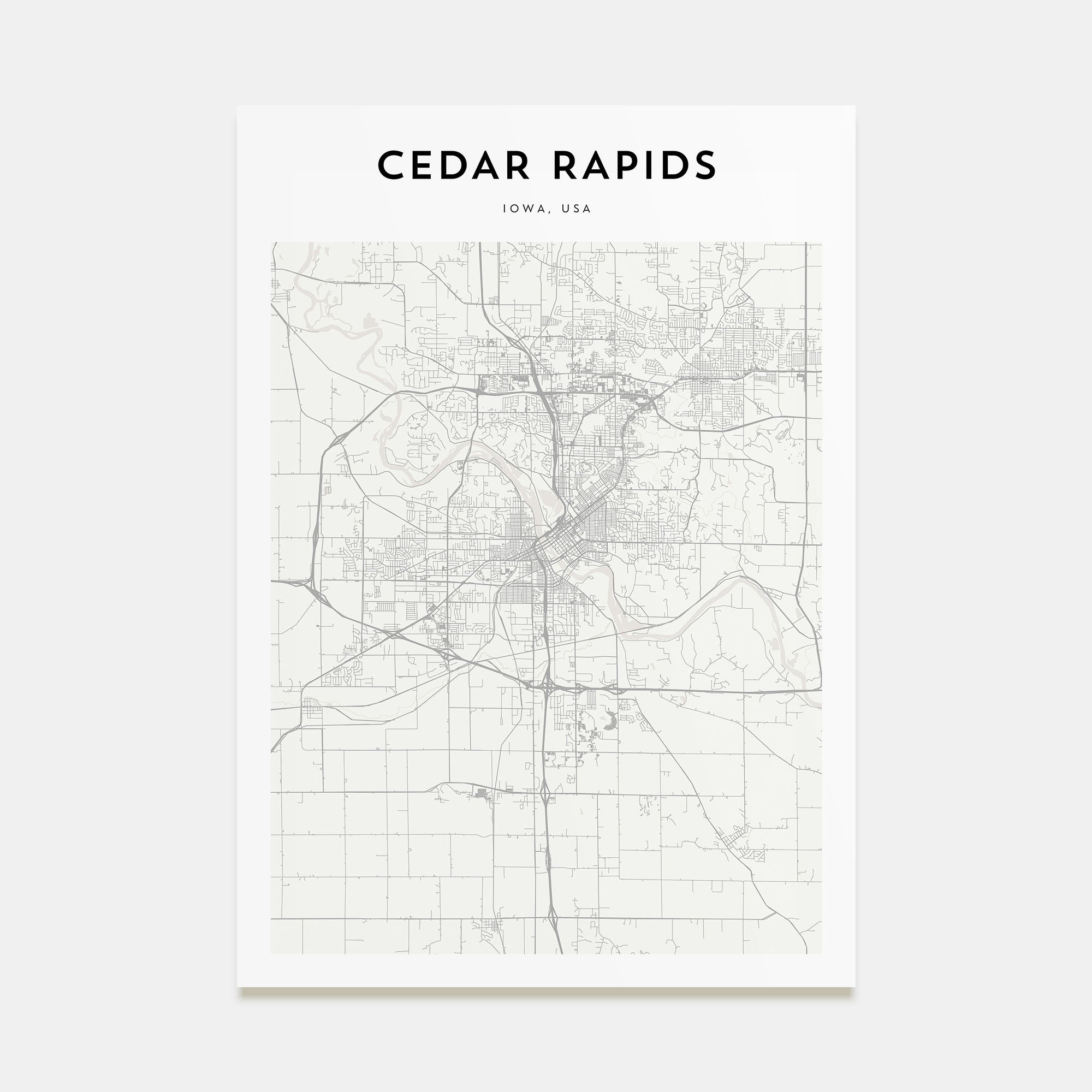 Cedar Rapids Map Portrait Poster