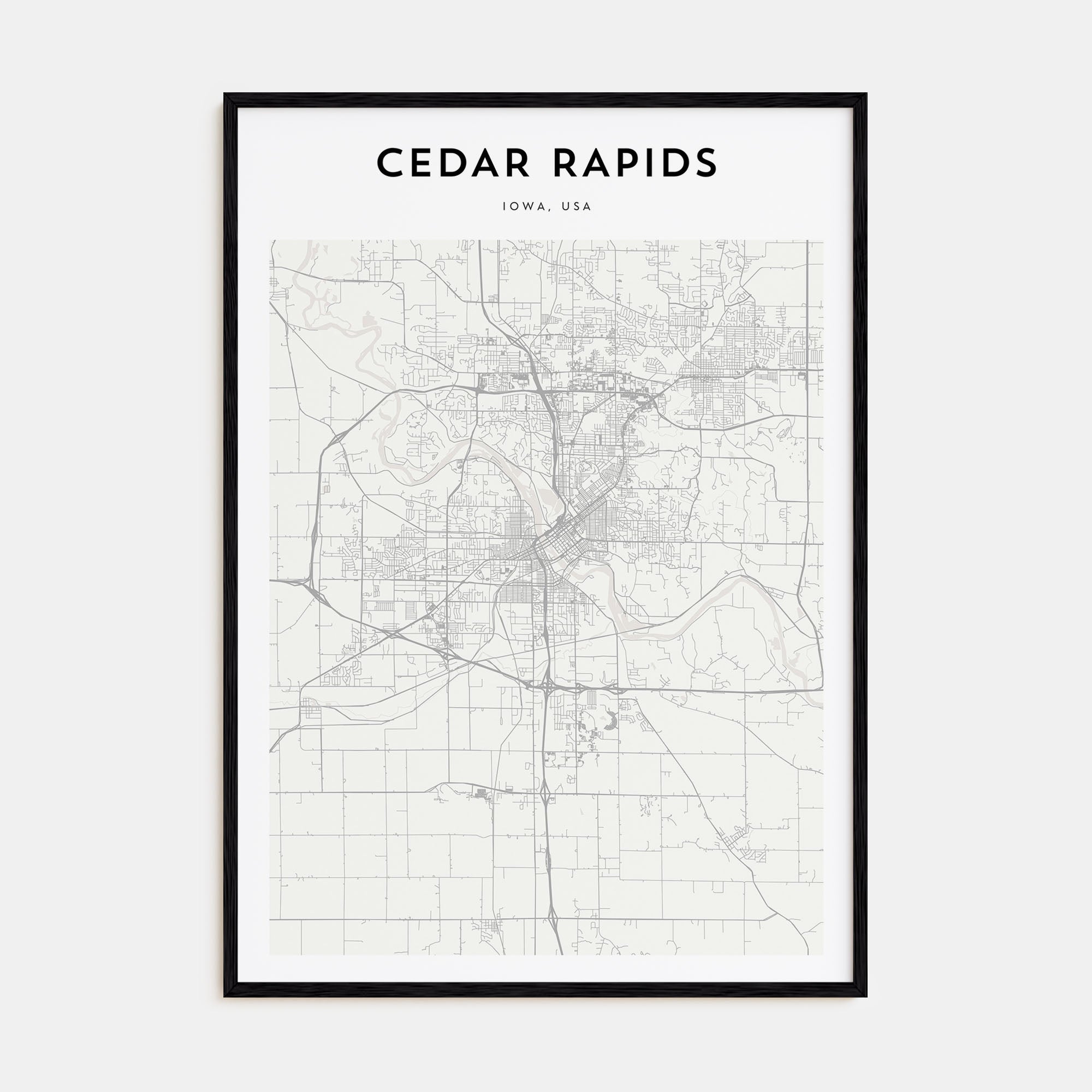 Cedar Rapids Map Portrait Poster