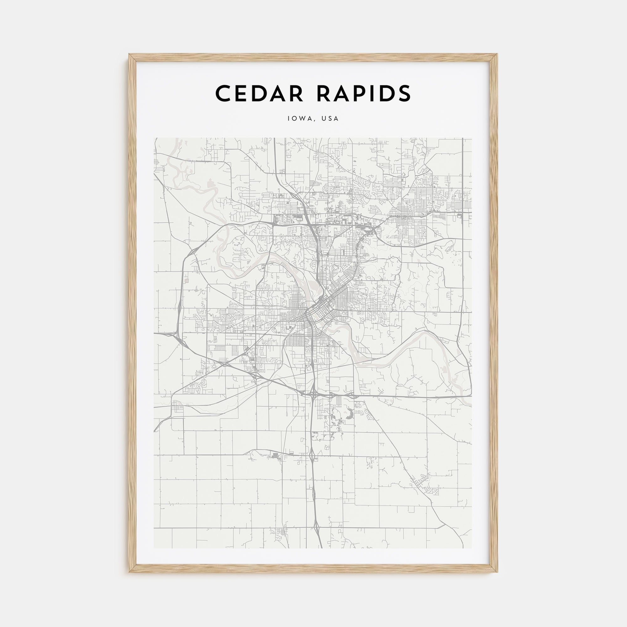 Cedar Rapids Map Portrait Poster