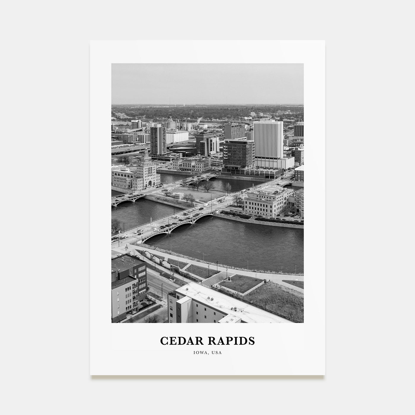 Cedar Rapids Portrait B&W Poster