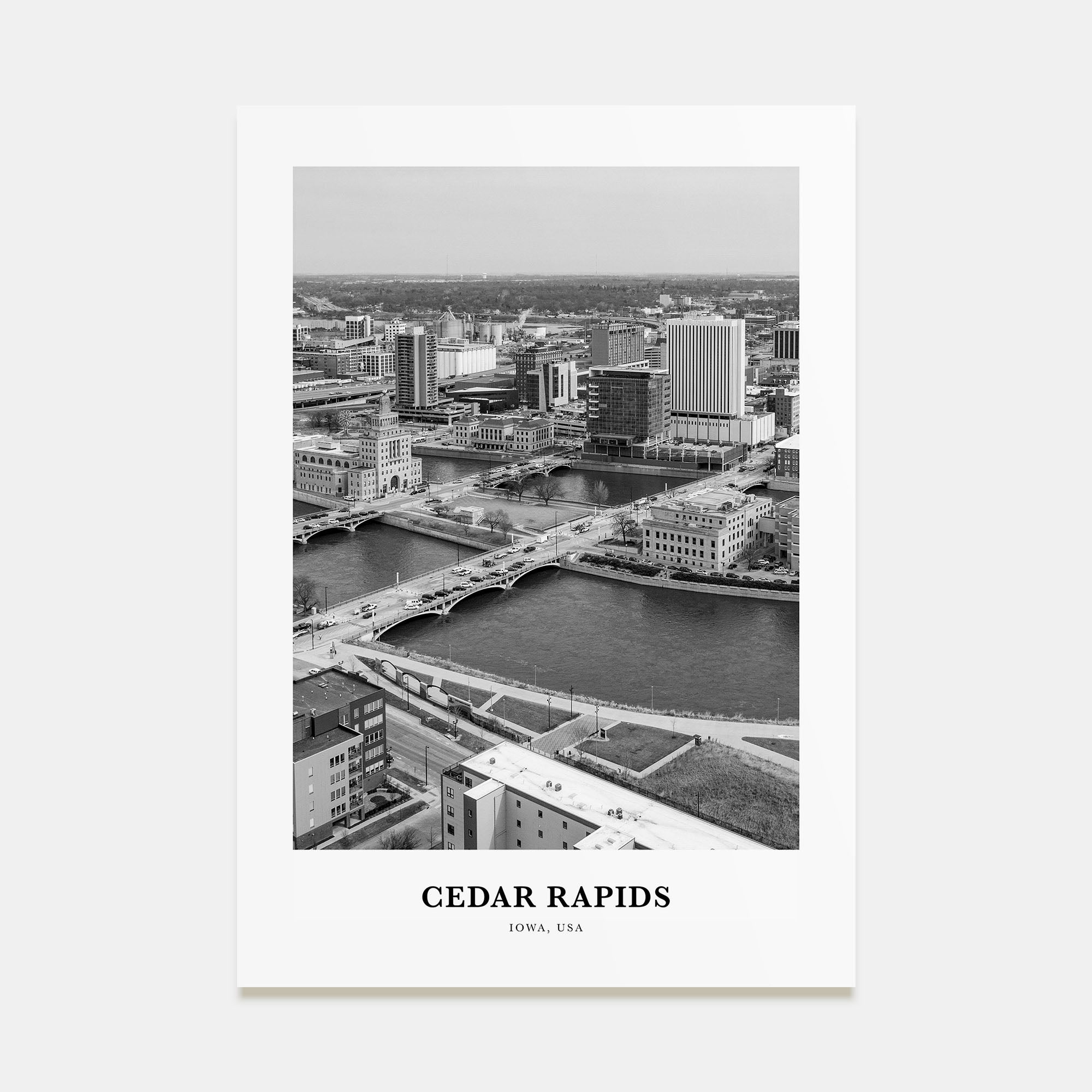 Cedar Rapids Portrait B&W Poster