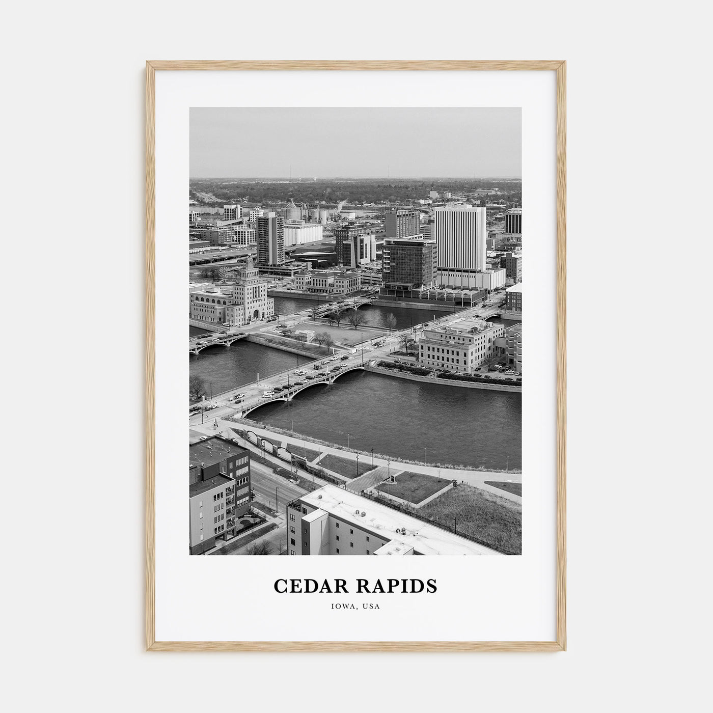 Cedar Rapids Portrait B&W Poster