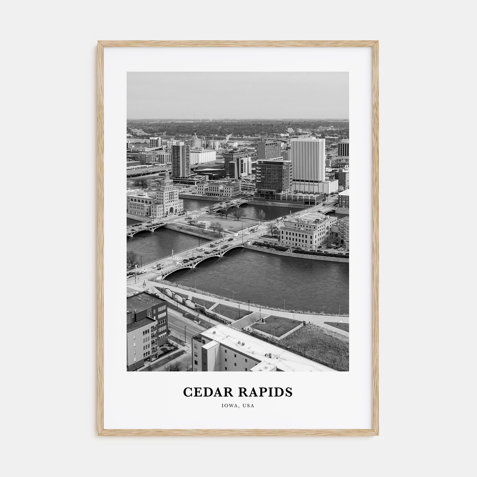 Cedar Rapids Portrait B&W Poster