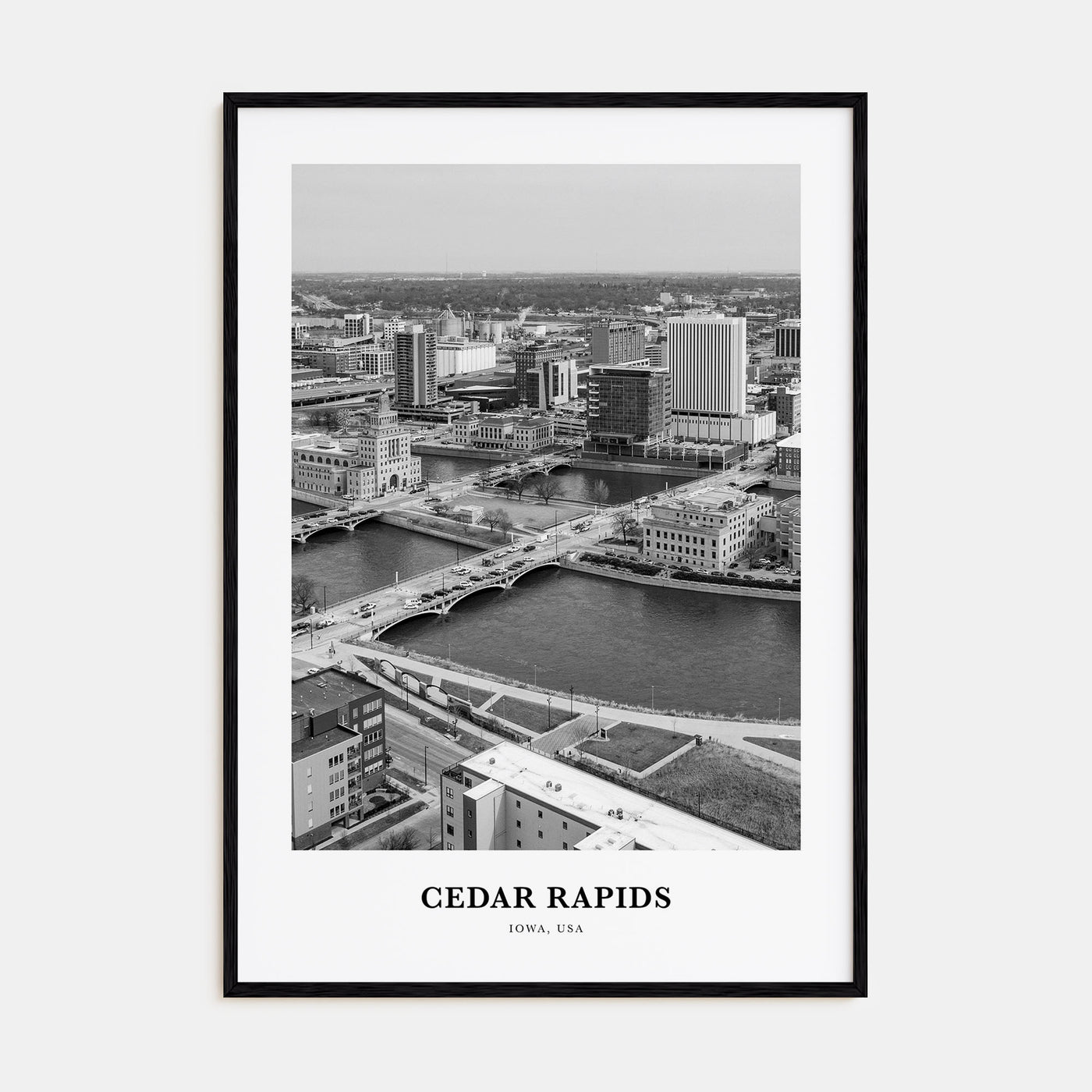 Cedar Rapids Portrait B&W Poster