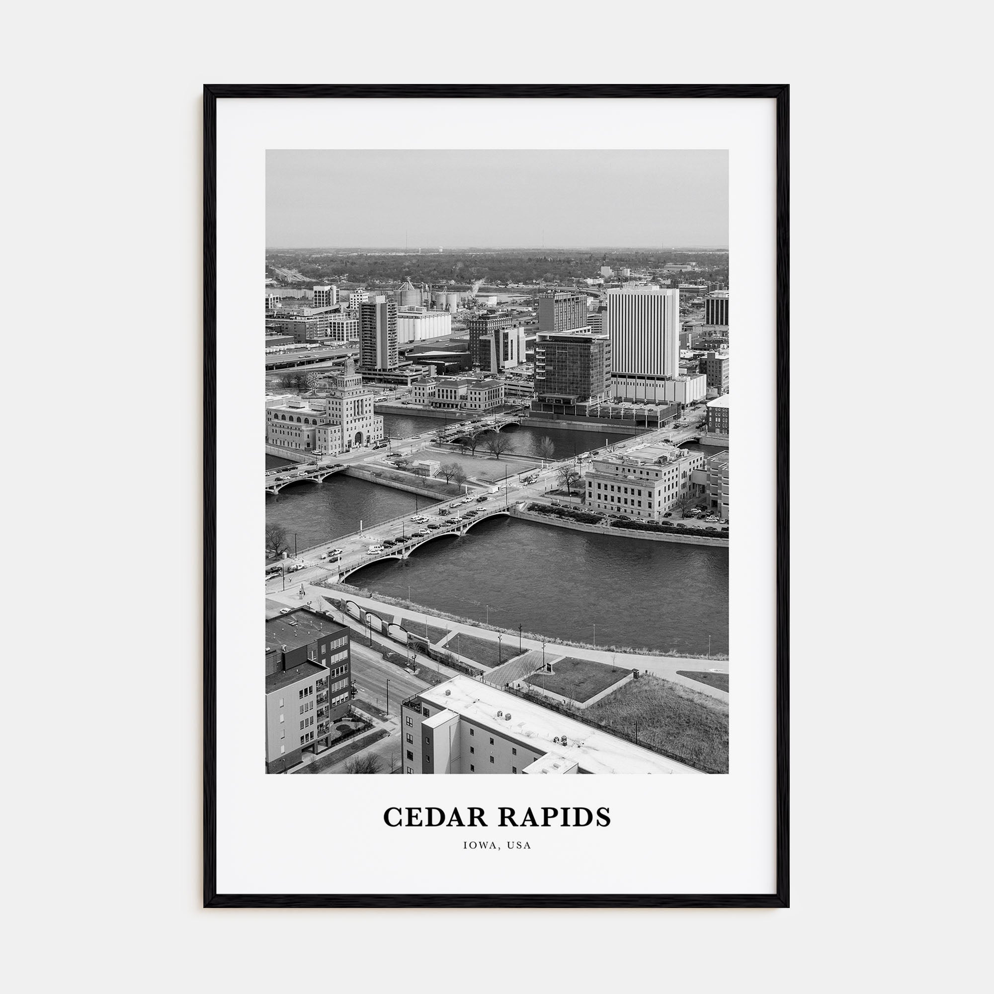 Cedar Rapids Portrait B&W Poster