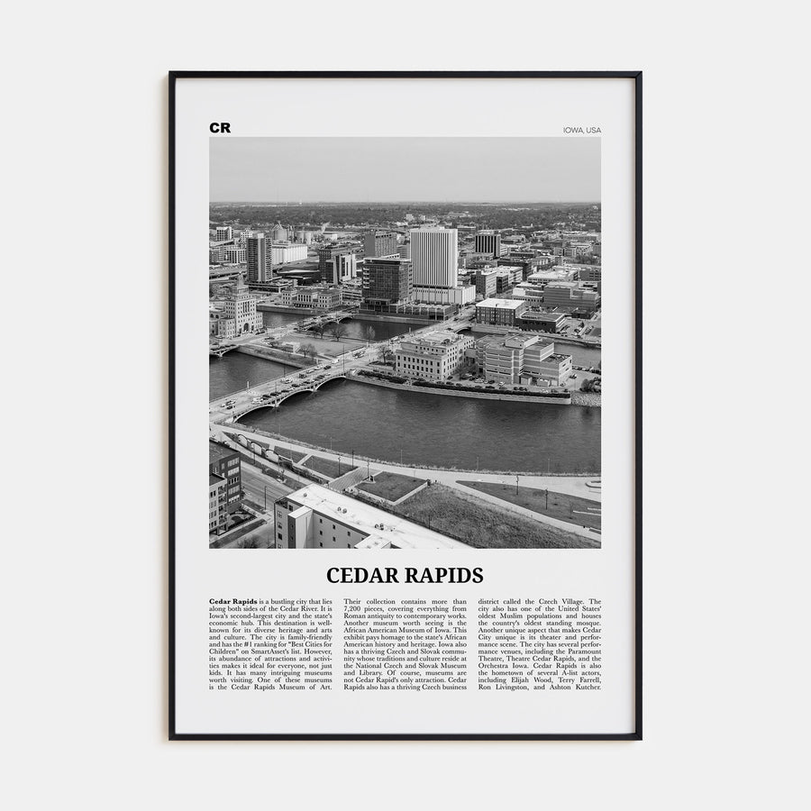 Cedar Rapids Travel B&W Poster