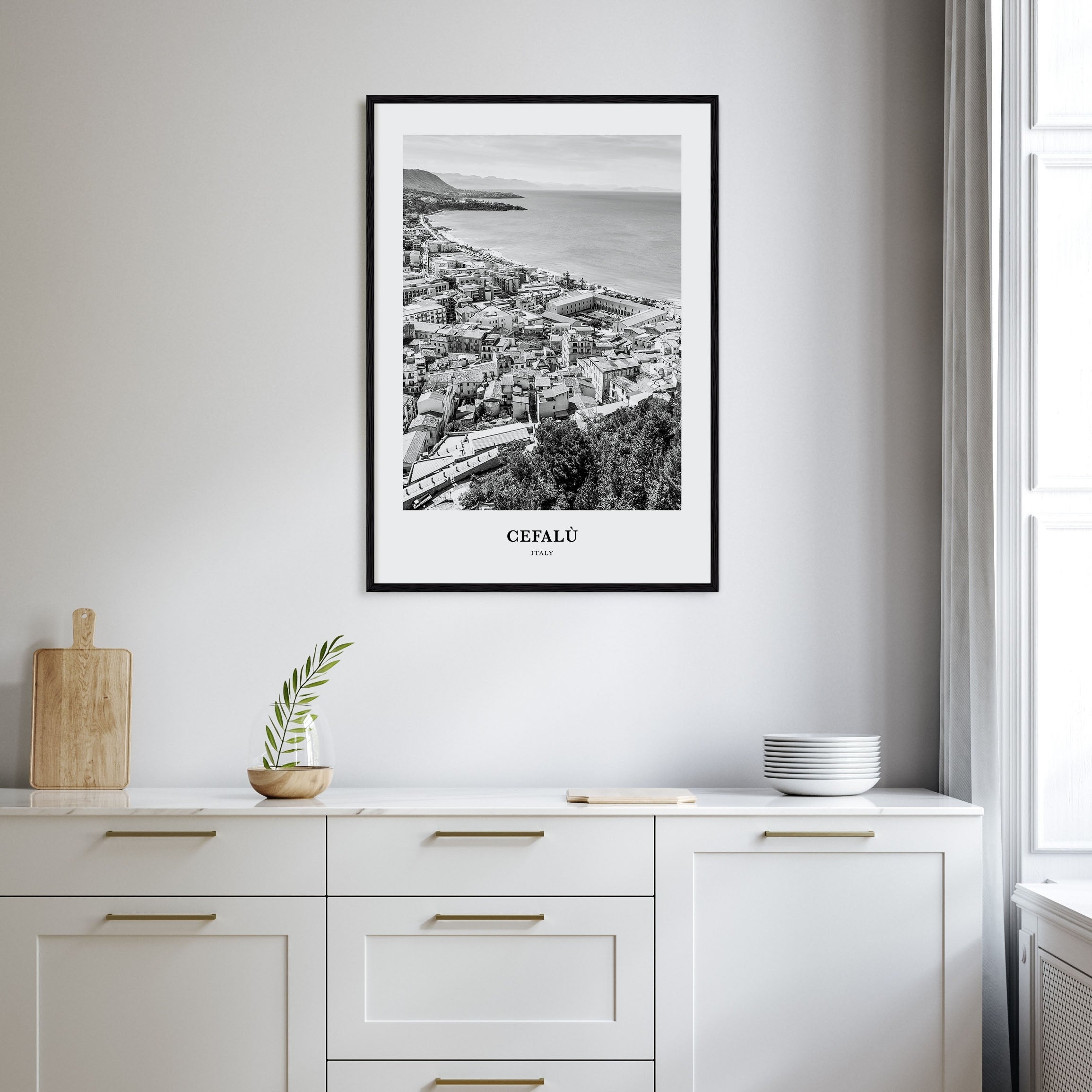 Cefalù Portrait B&W Poster