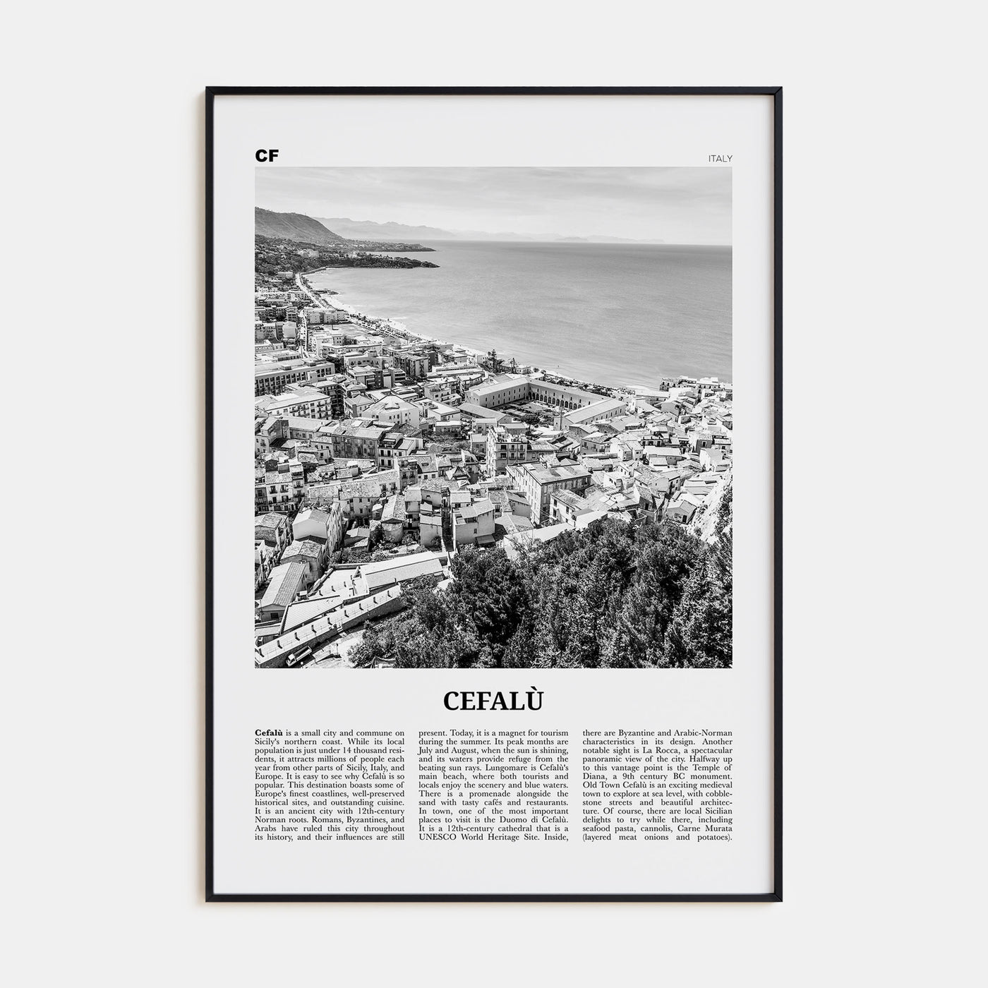Cefalù Travel B&W Poster