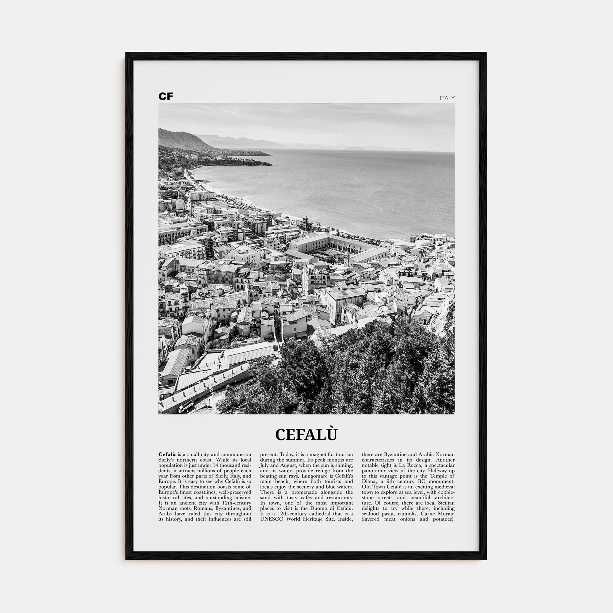 Cefalù Travel B&W Poster