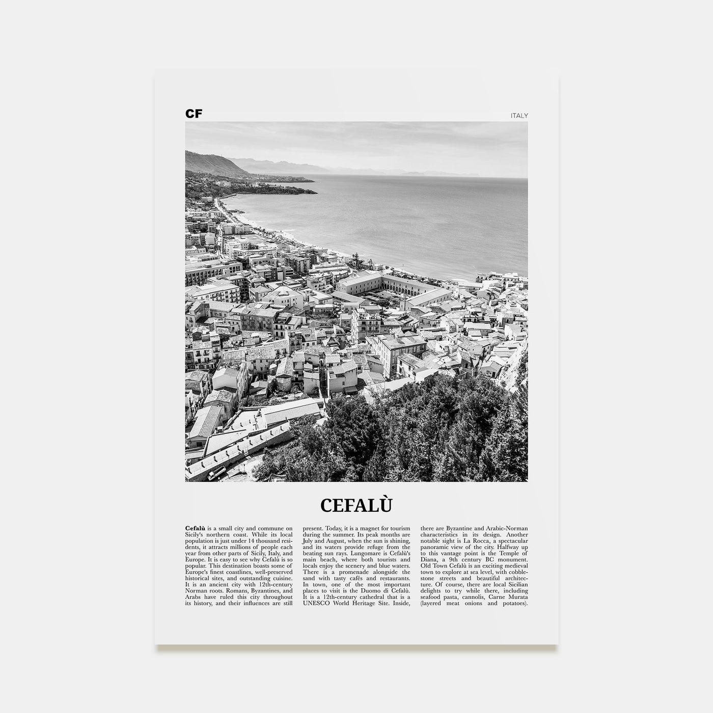 Cefalù Travel B&W Poster