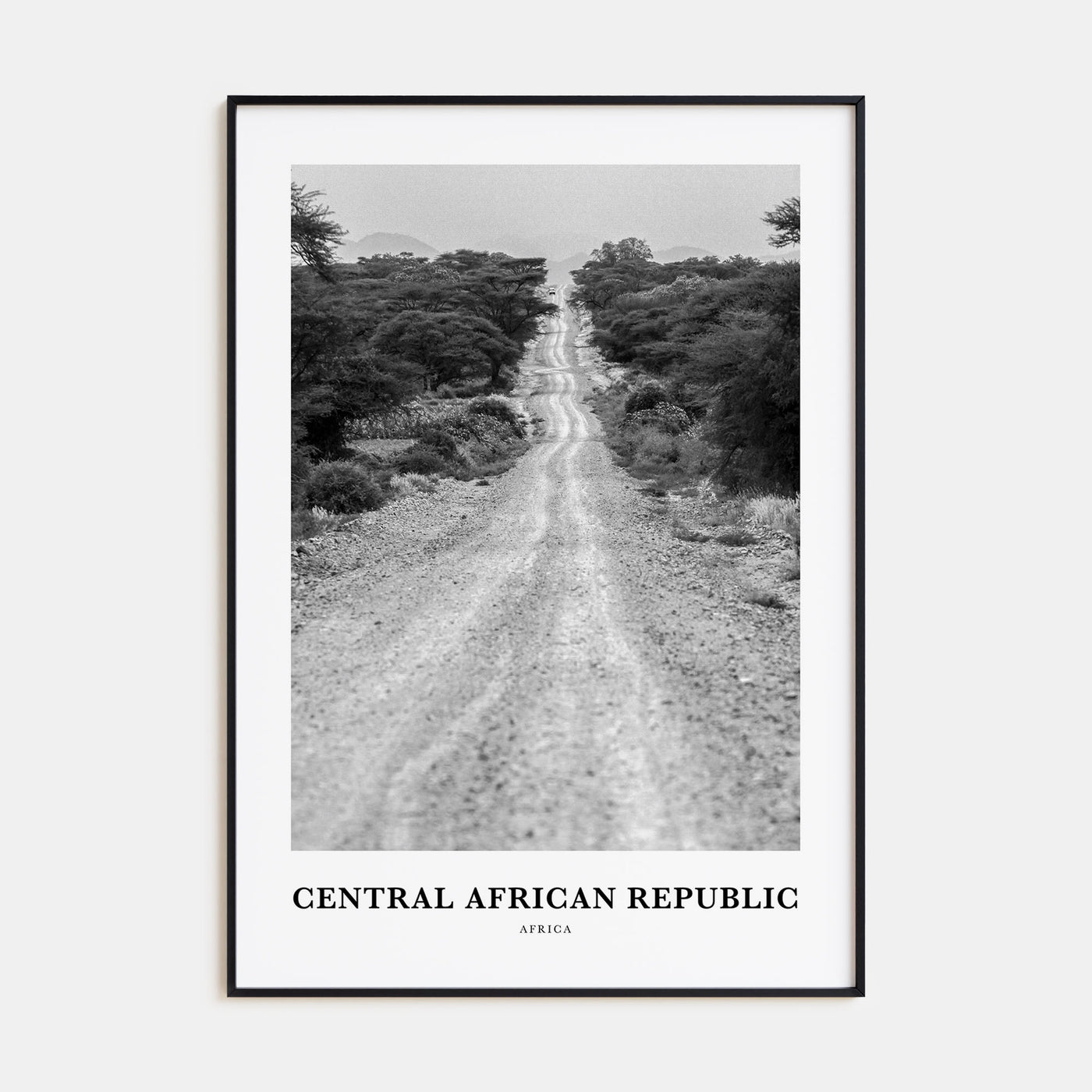 Central African Republic Portrait B&W Poster