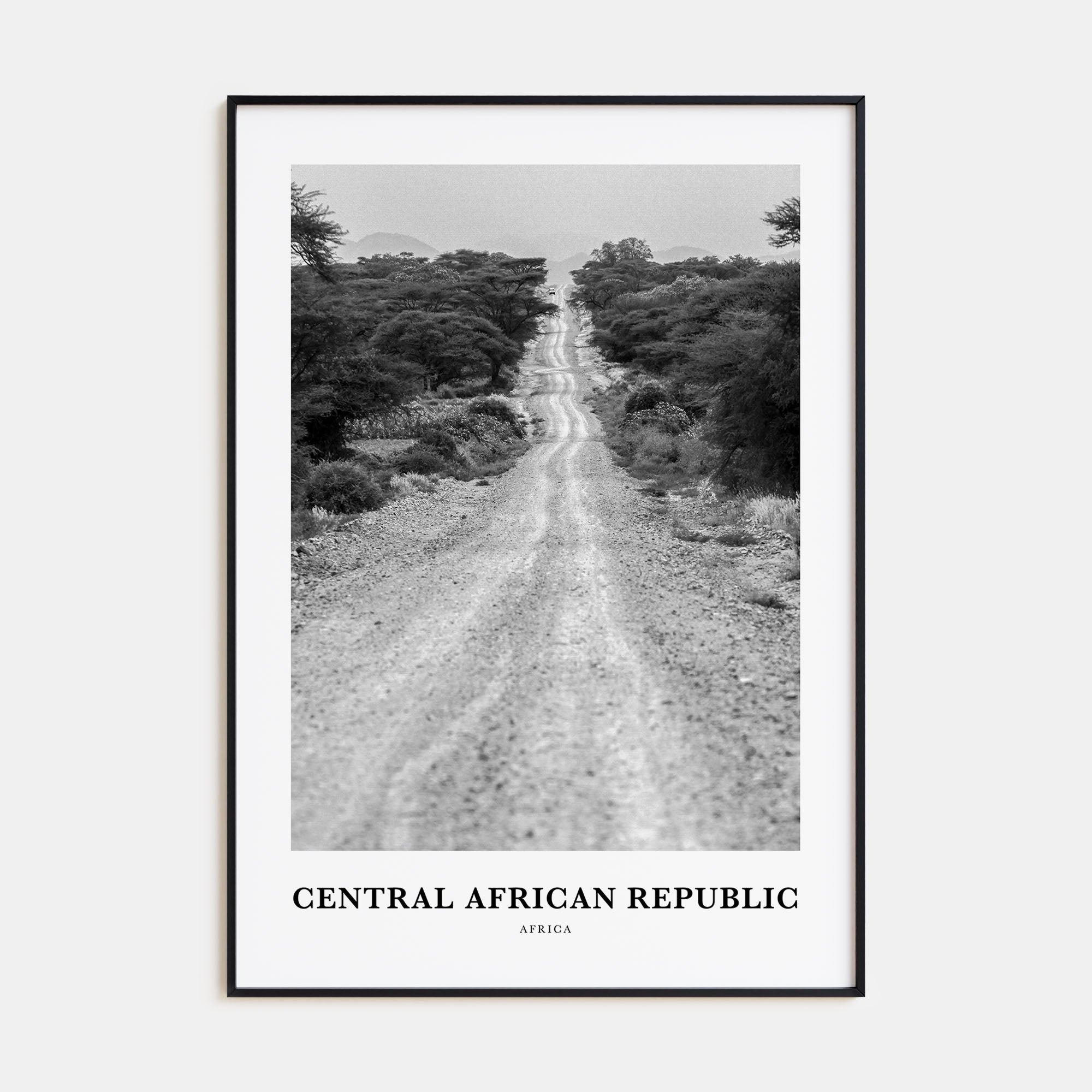 Central African Republic Portrait B&W Poster