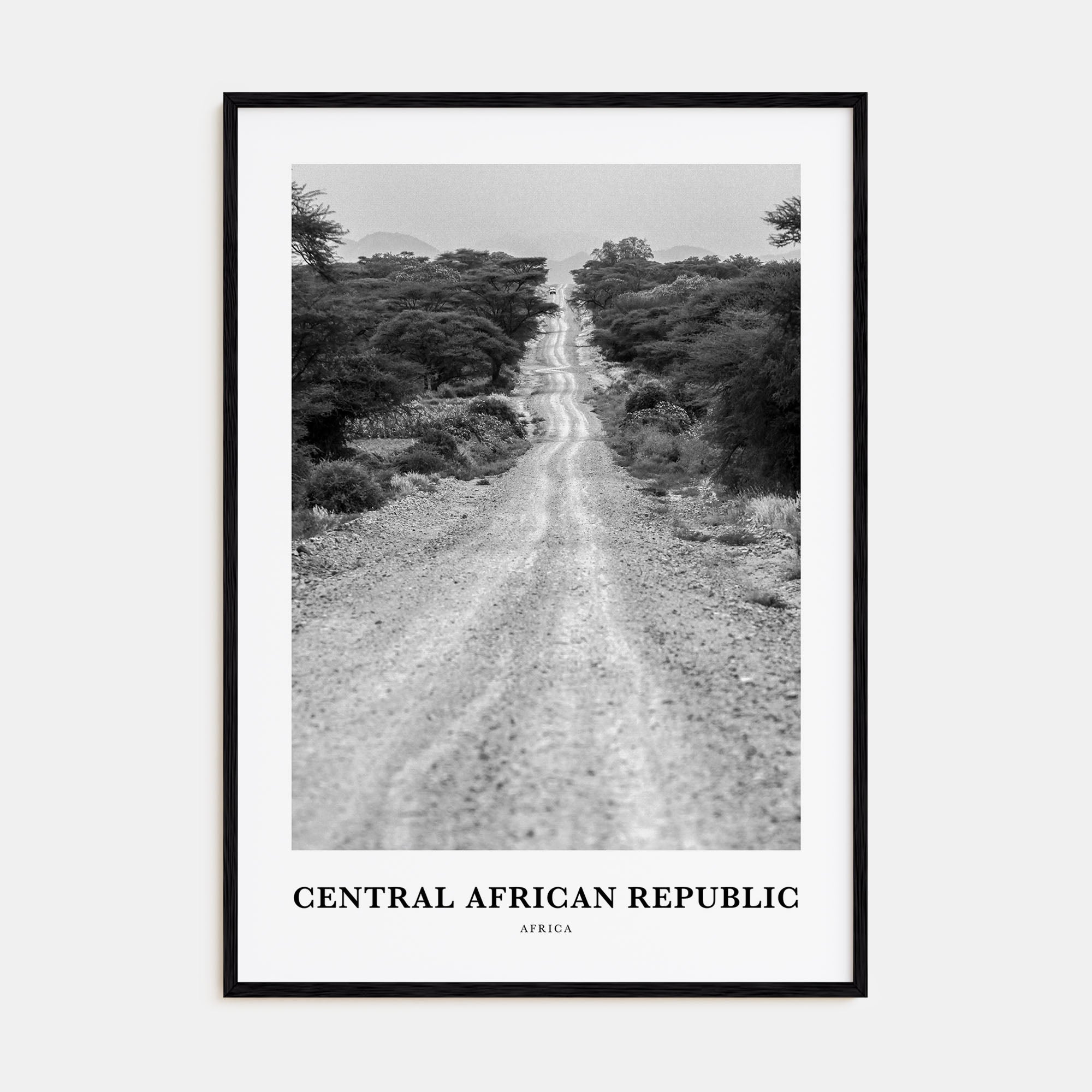 Central African Republic Portrait B&W Poster