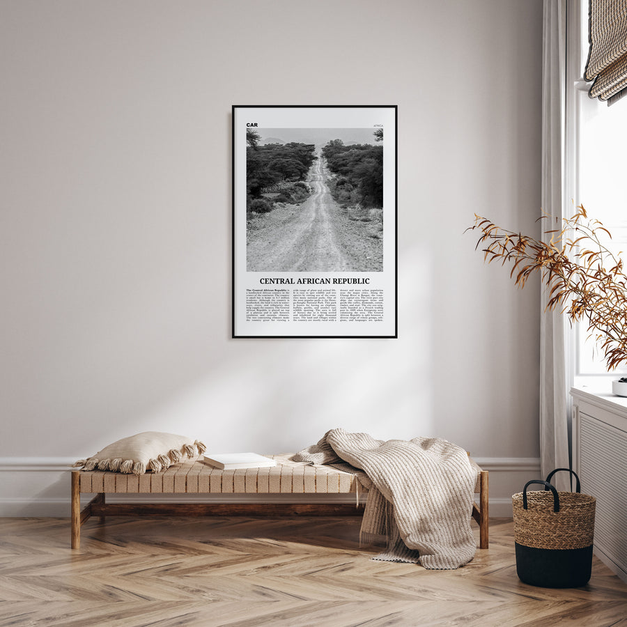 Central African Republic Travel B&W Poster