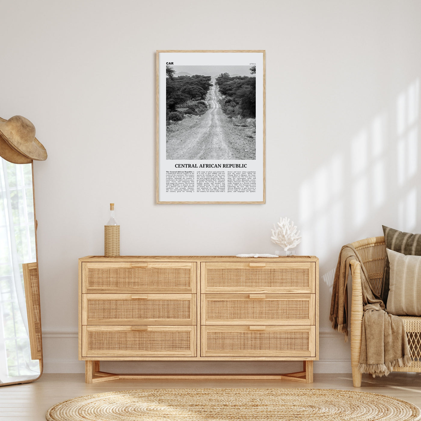 Central African Republic Travel B&W Poster