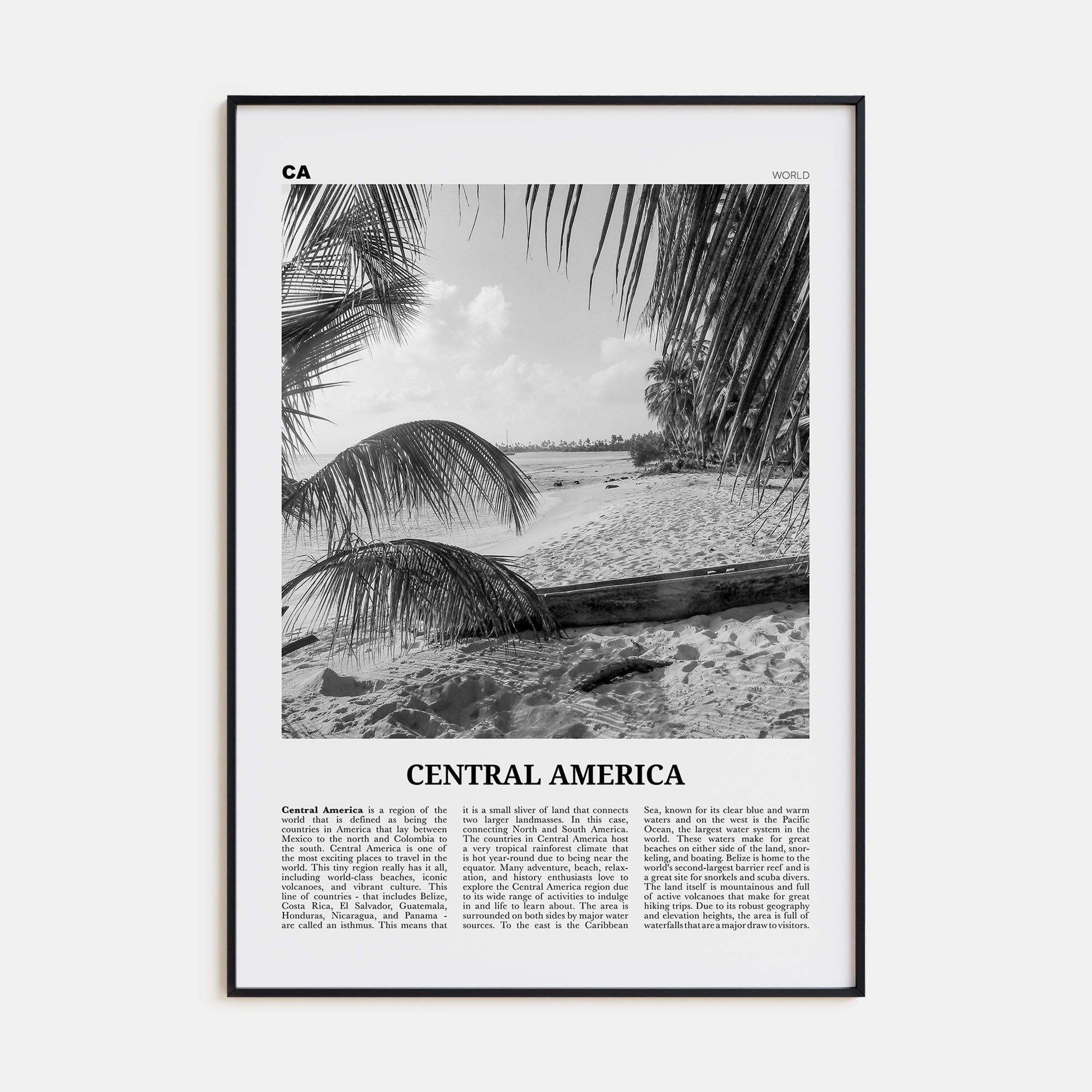Central America Travel B&W Poster