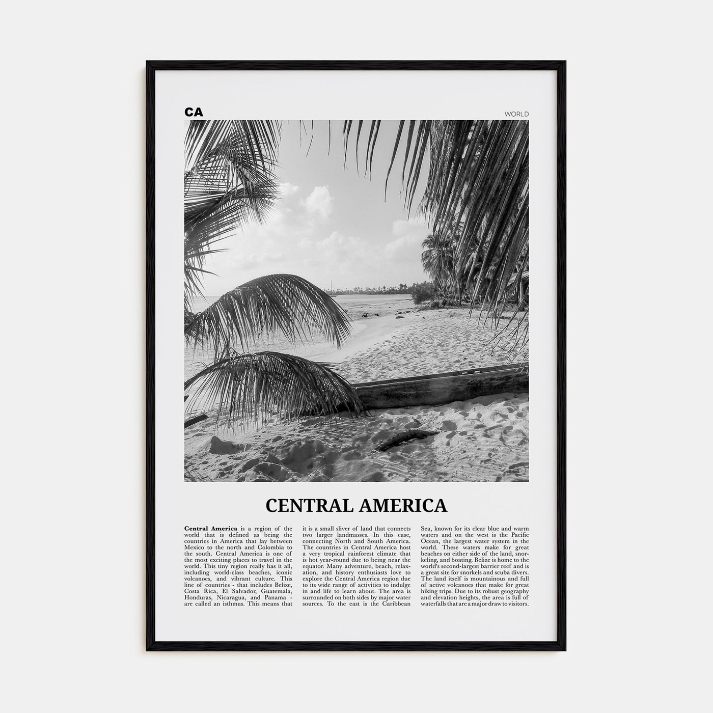 Central America Travel B&W Poster