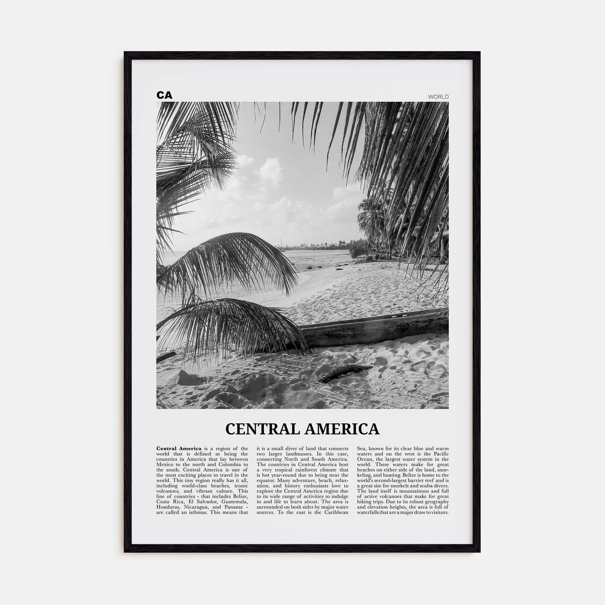 Central America Travel B&W Poster
