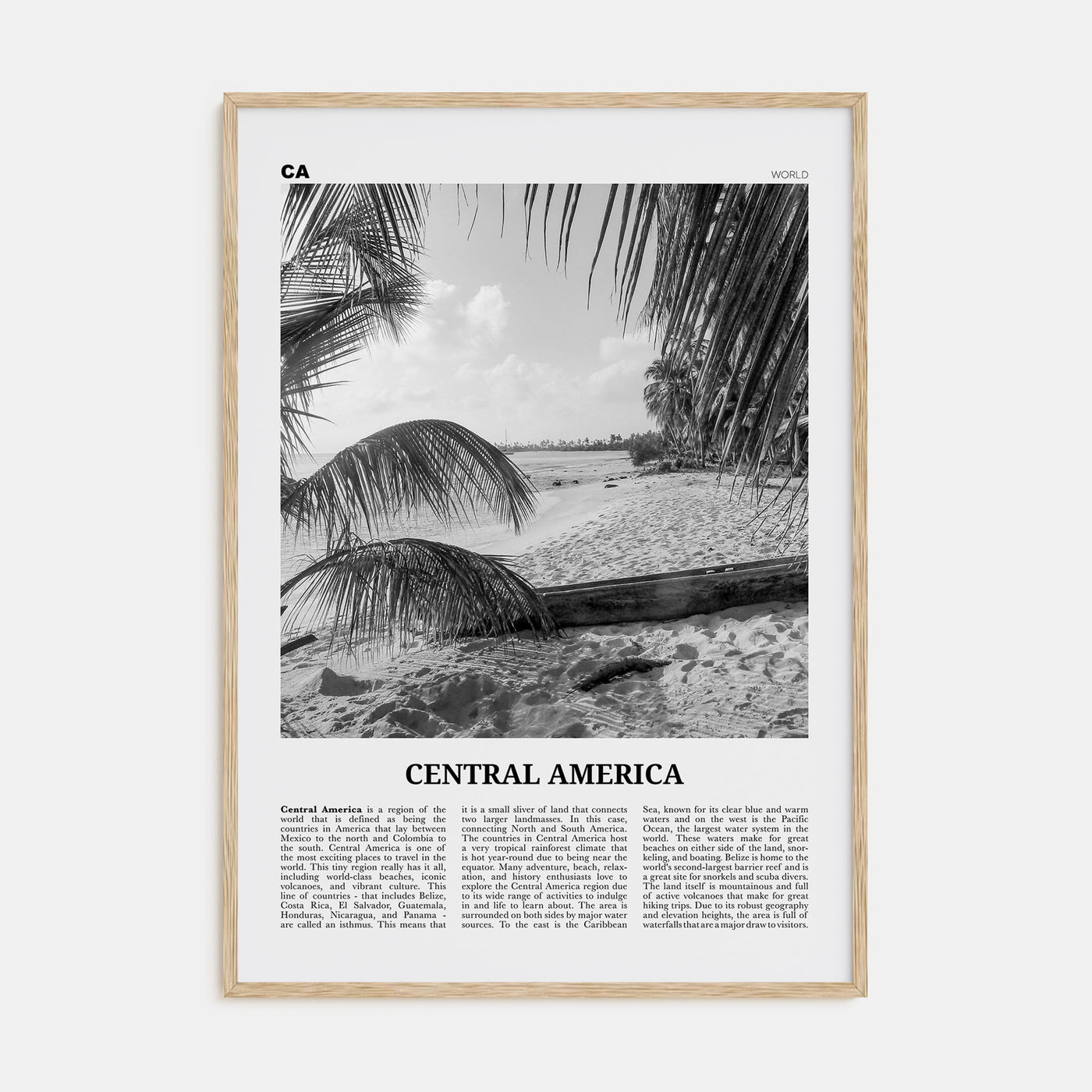 Central America Travel B&W Poster