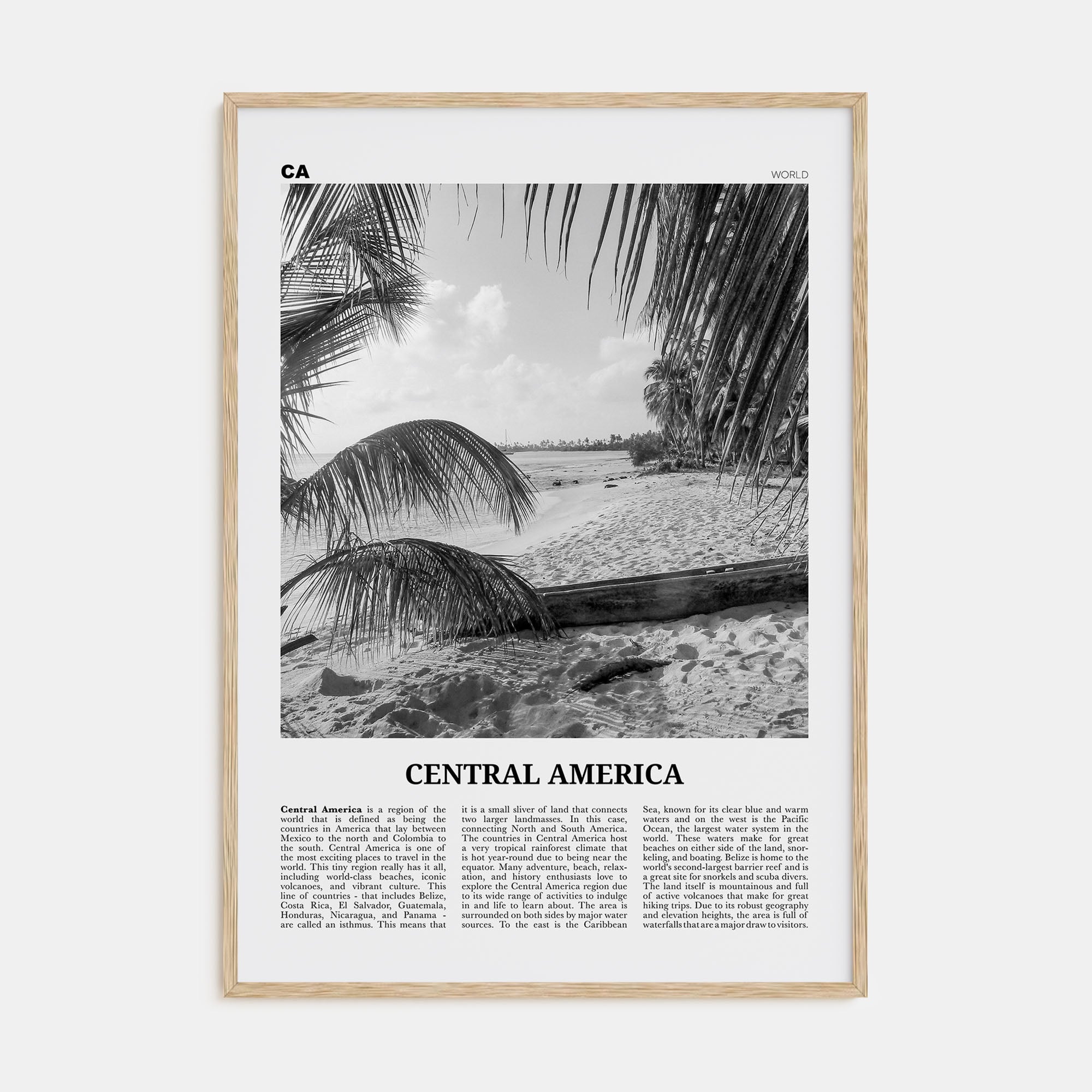 Central America Travel B&W Poster