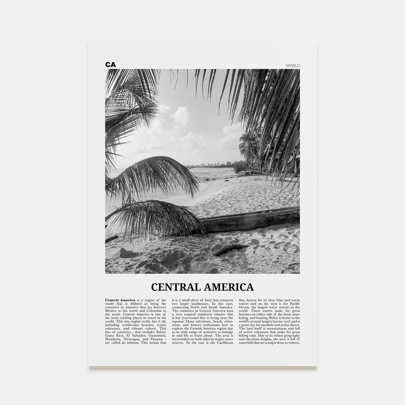 Central America Travel B&W Poster