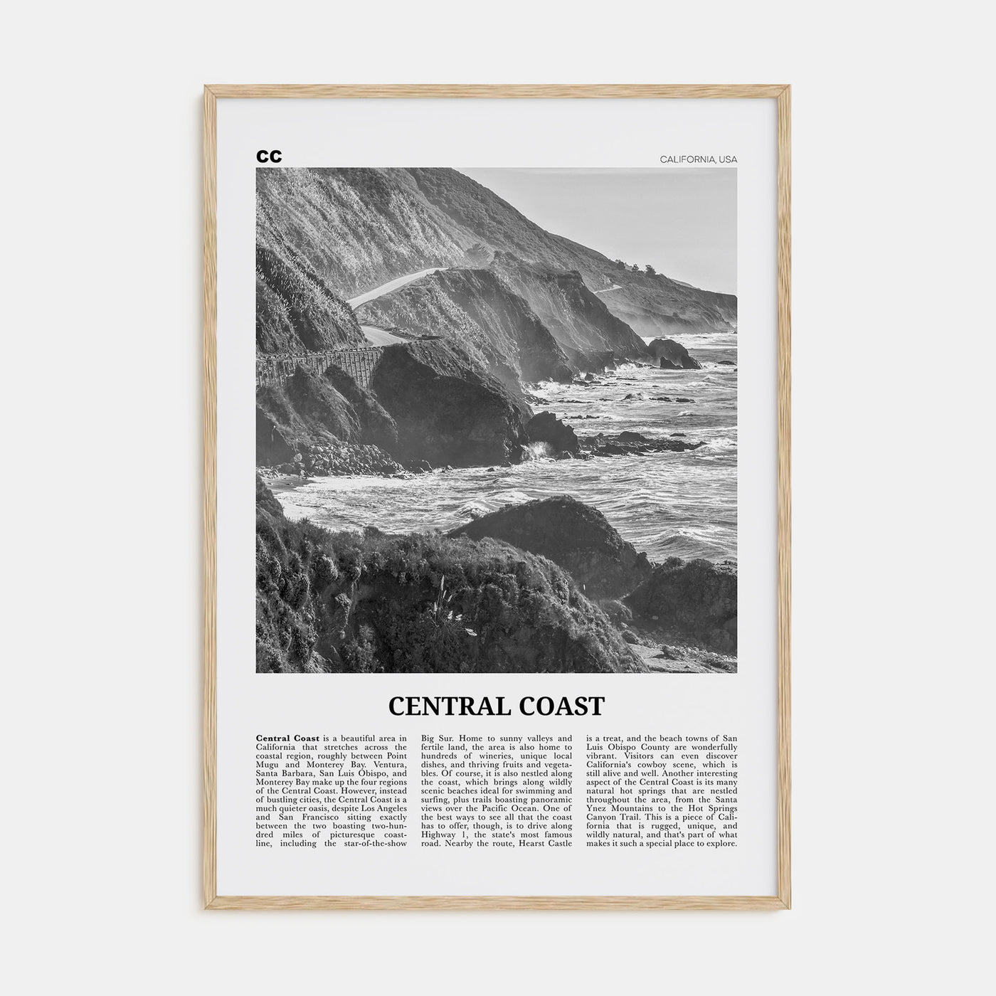 Central Coast Travel B&W Poster
