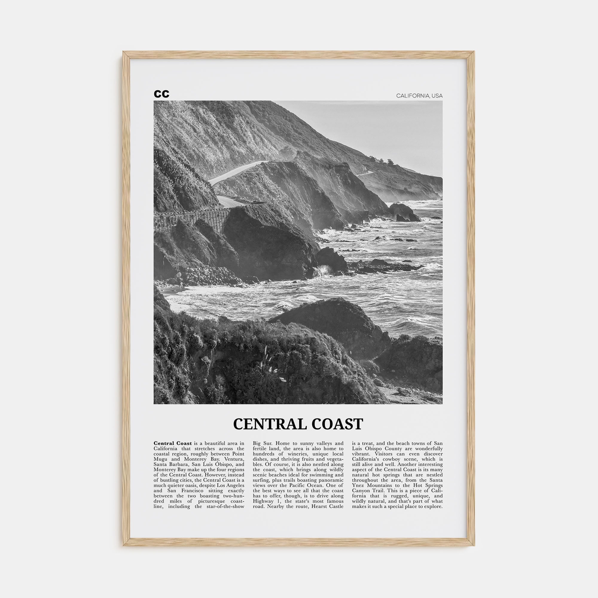 Central Coast Travel B&W Poster