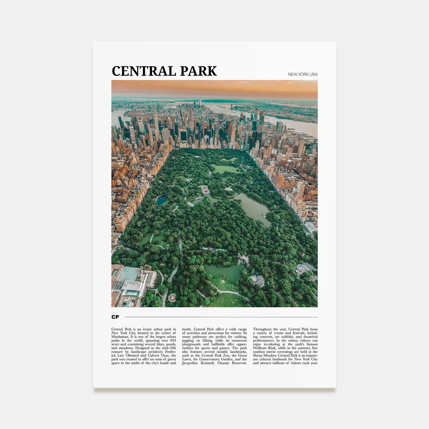 Central Park Travel Color Poster
