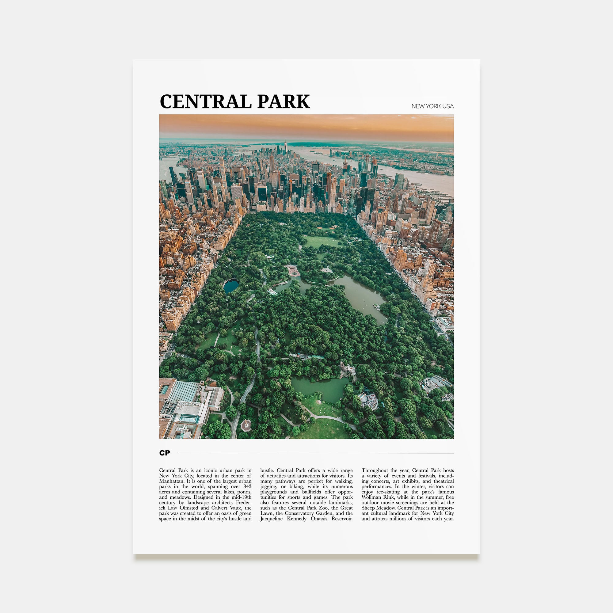 Central Park Travel Color Poster