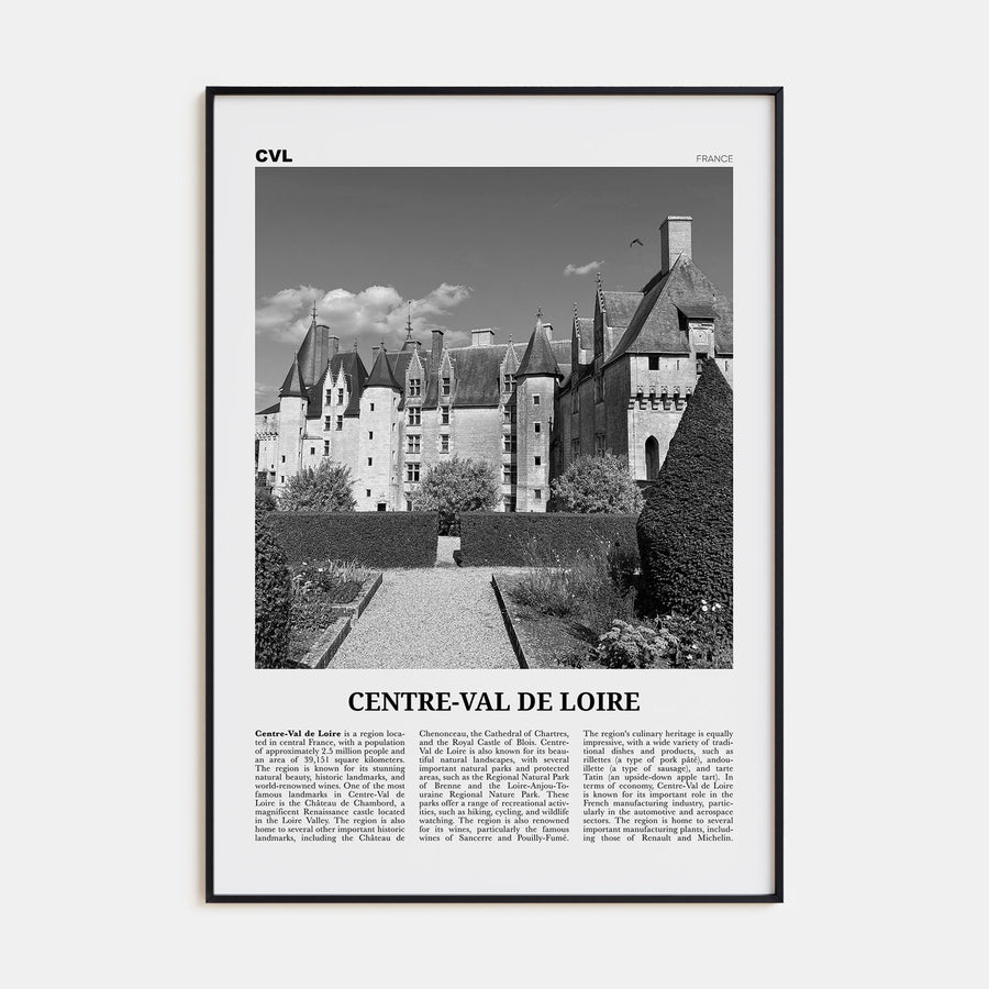 Centre-Val de Loire Travel B&W Poster