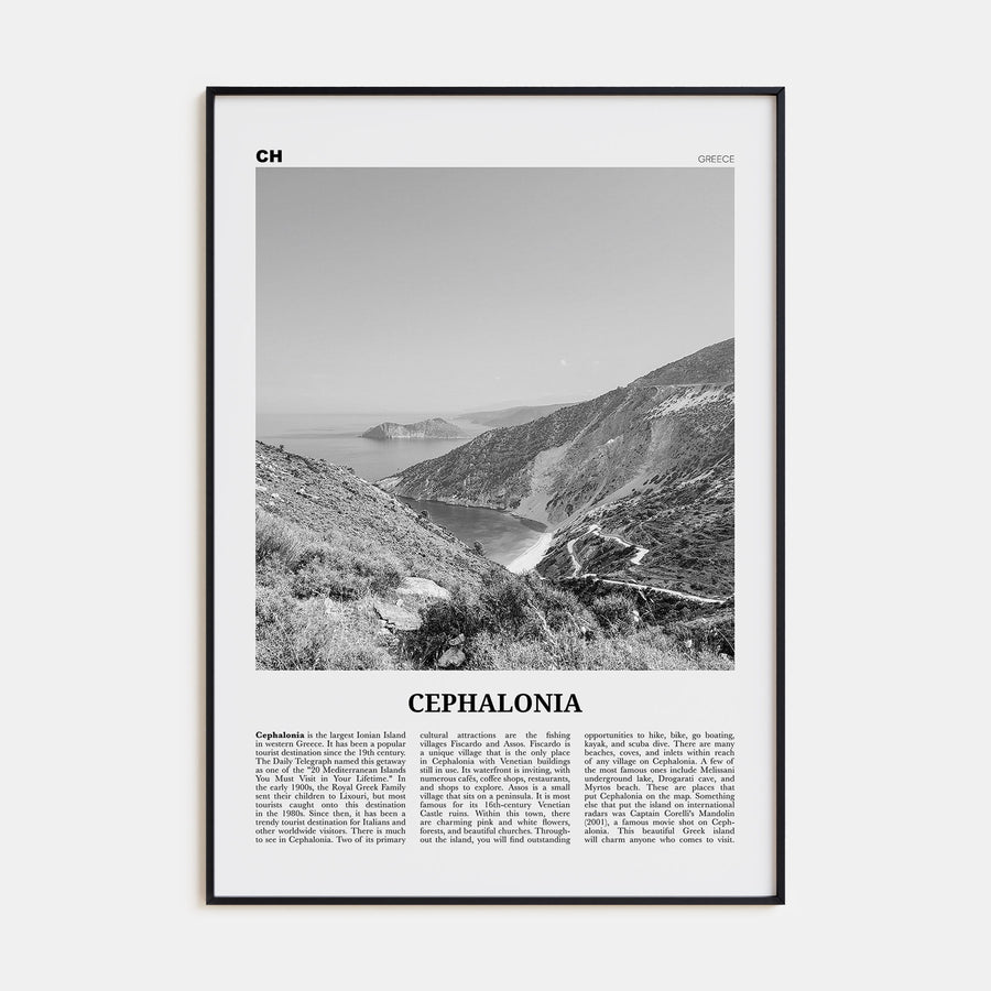 Cephalonia Travel B&W Poster