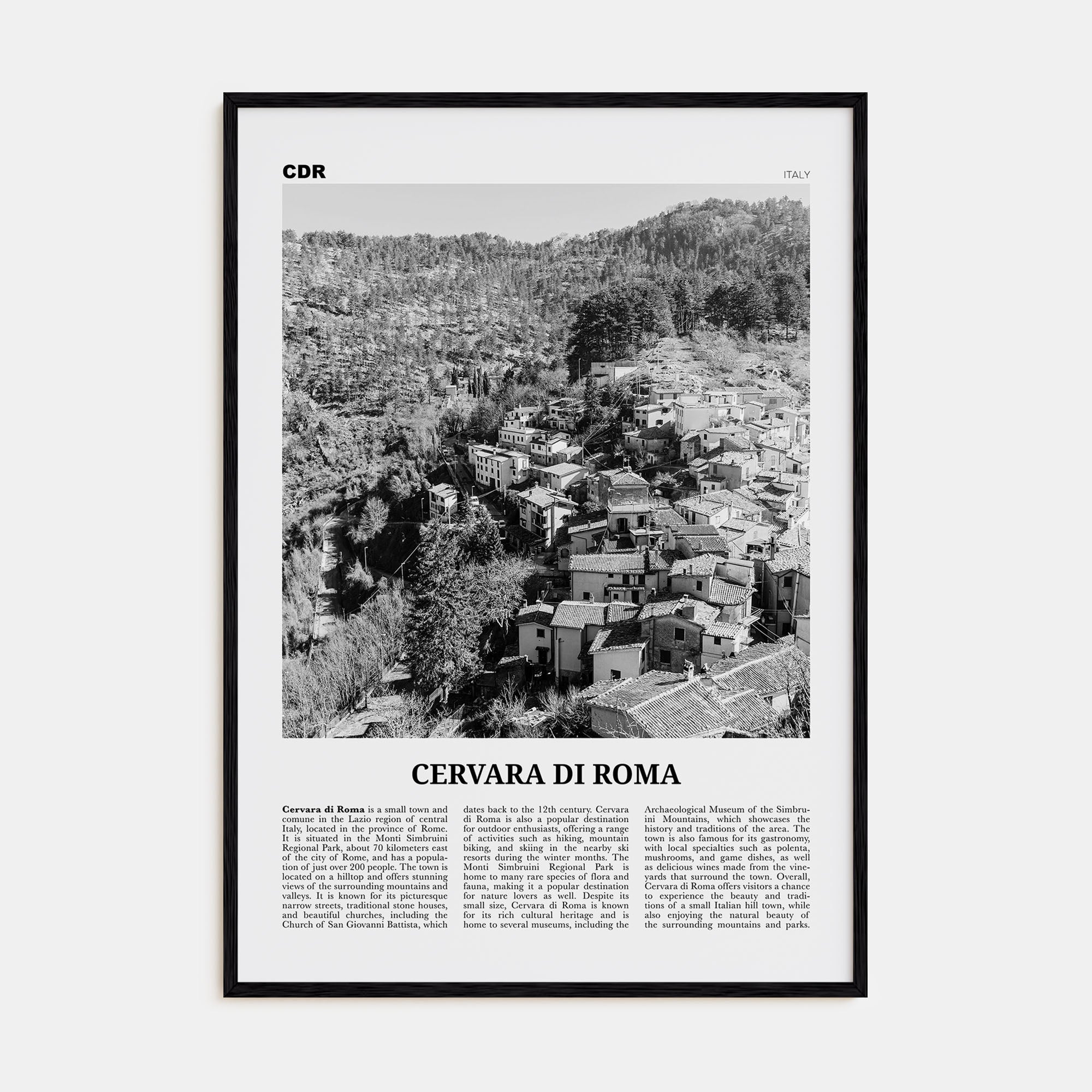 Cervara di Roma Travel B&W Poster