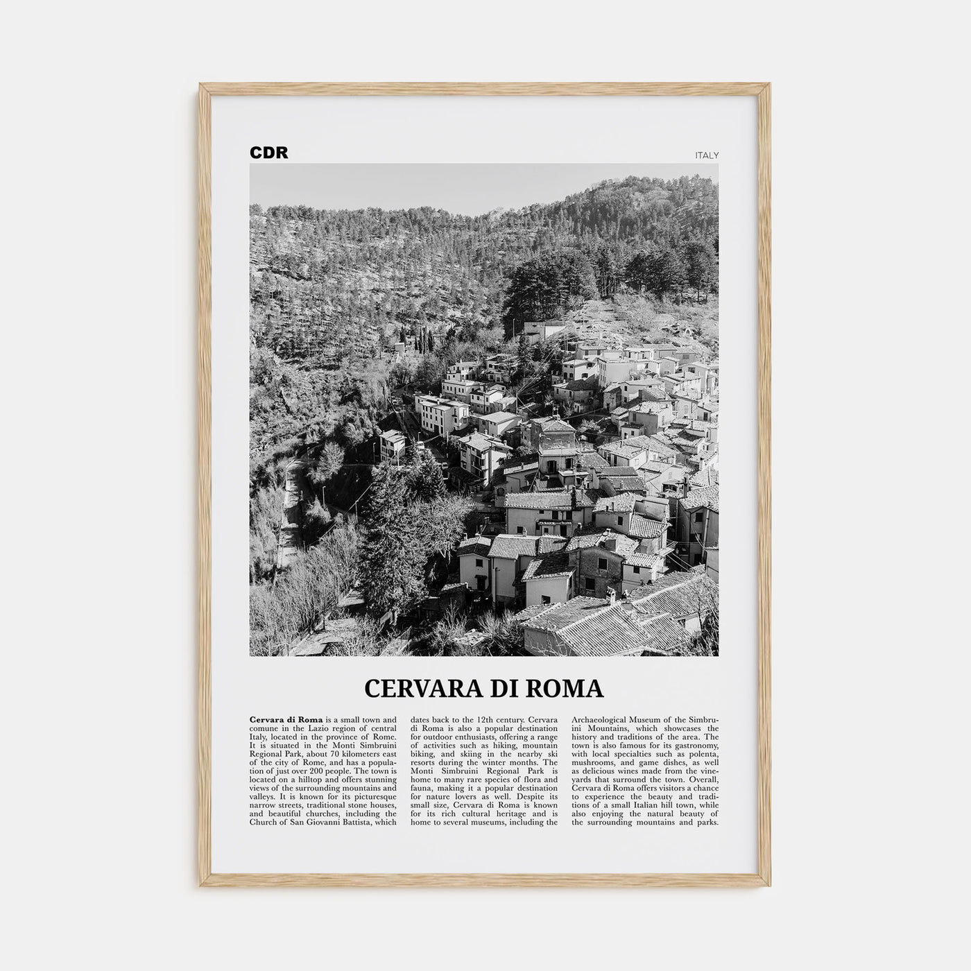 Cervara di Roma Travel B&W Poster