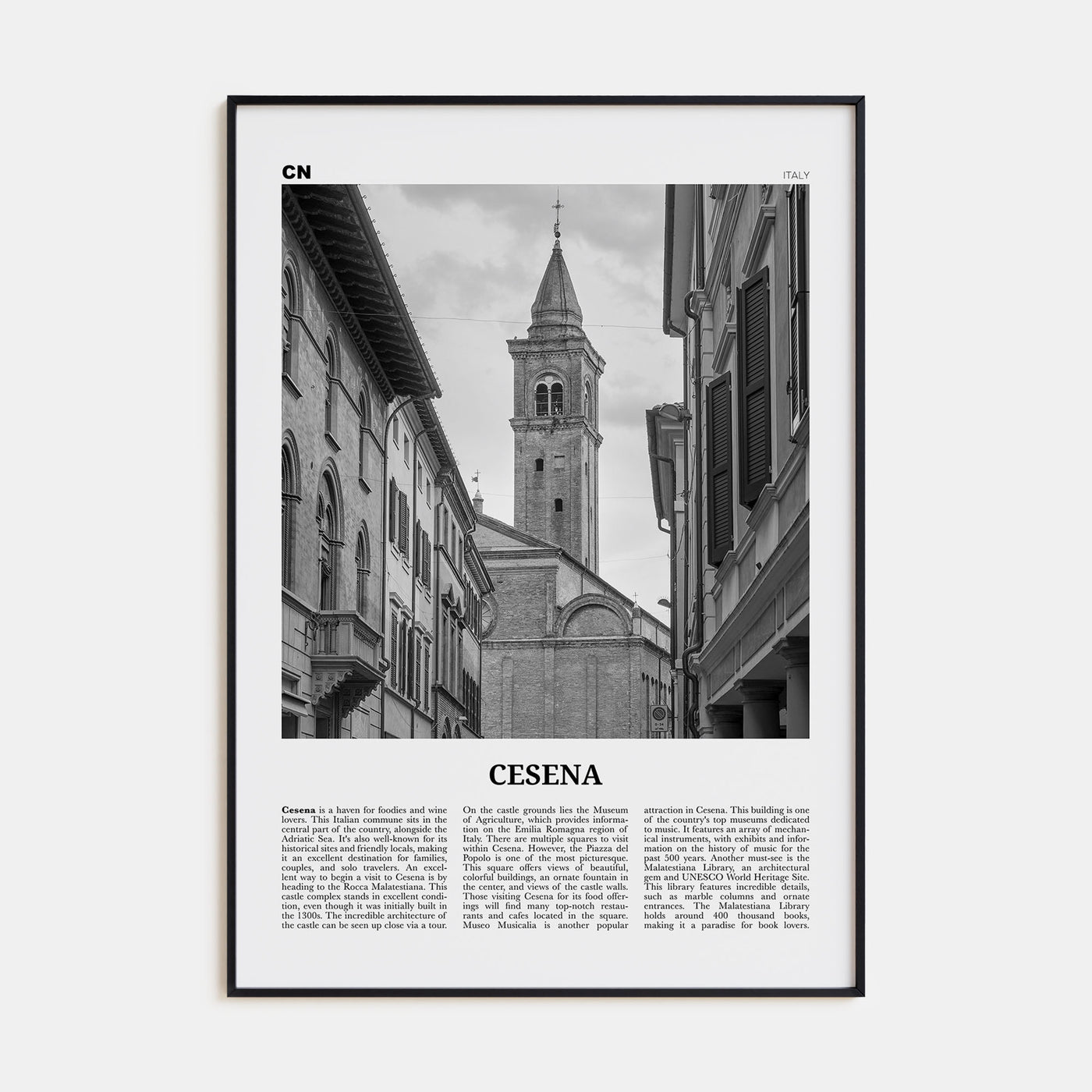 Cesena Travel B&W Poster