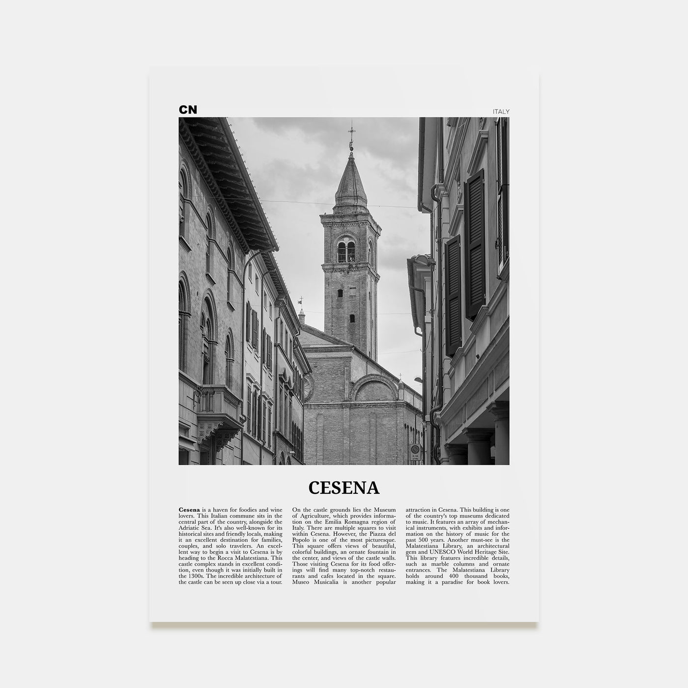Cesena Travel B&W Poster