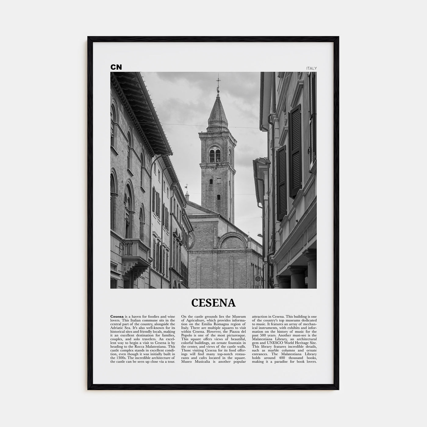 Cesena Travel B&W Poster