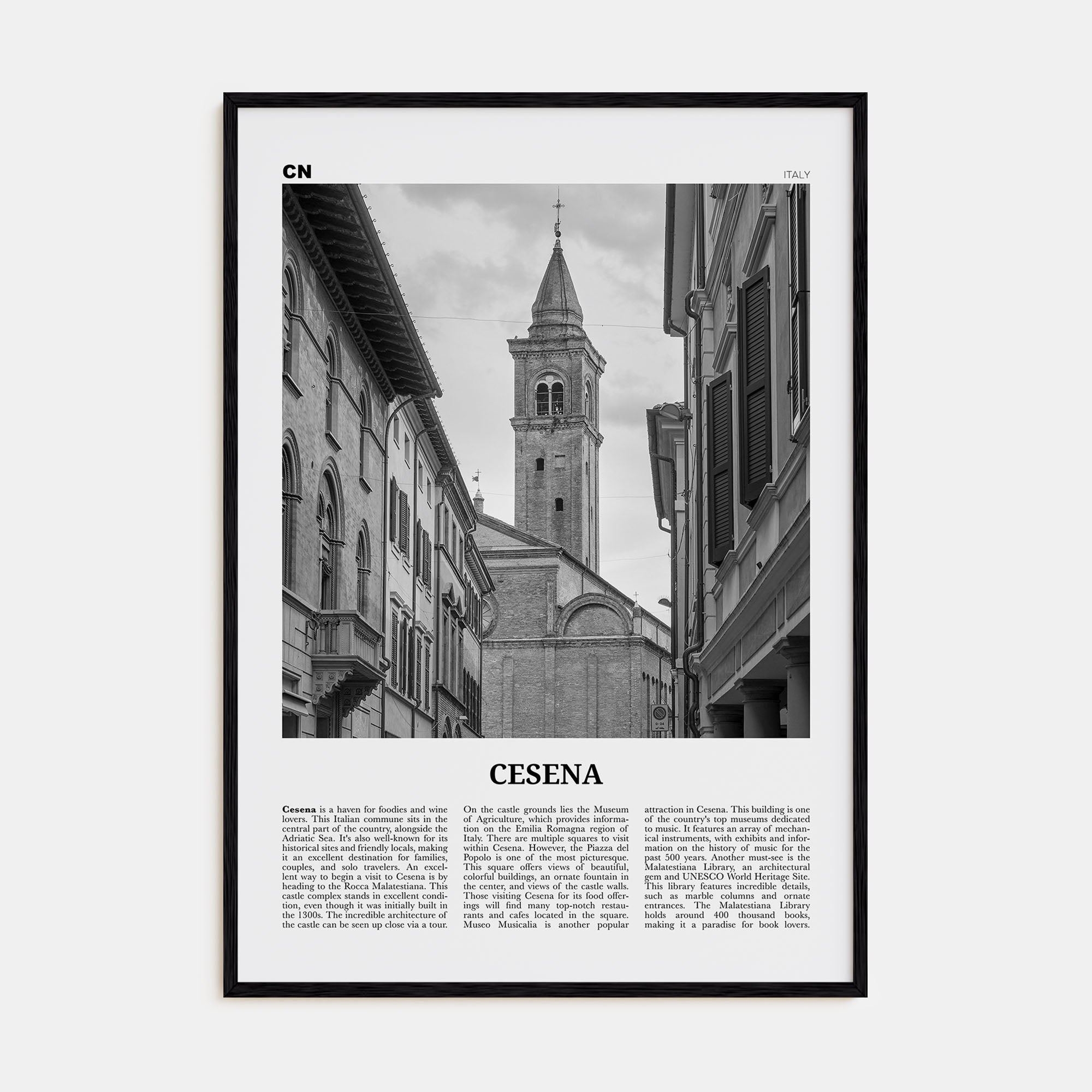 Cesena Travel B&W Poster