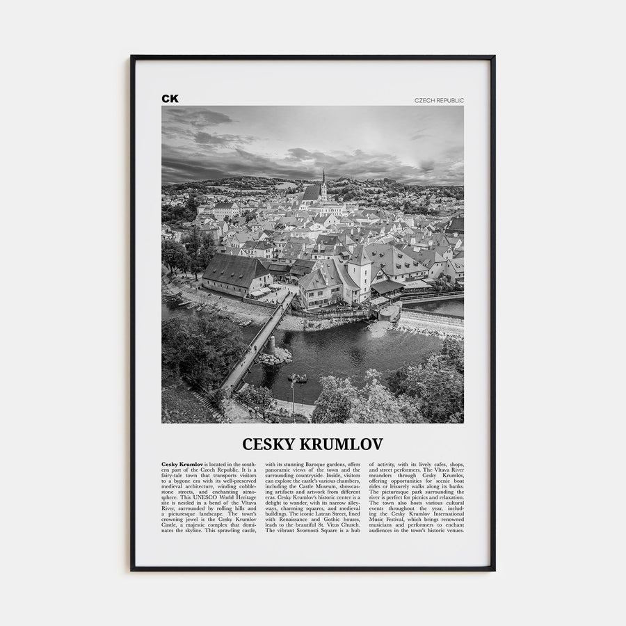 Cesky Krumlov Travel B&W Poster
