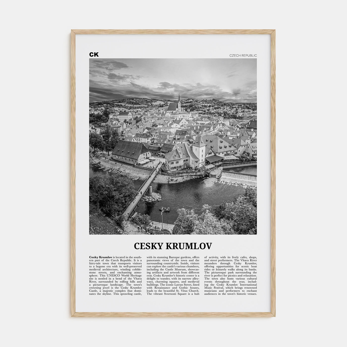 Cesky Krumlov Travel B&W Poster