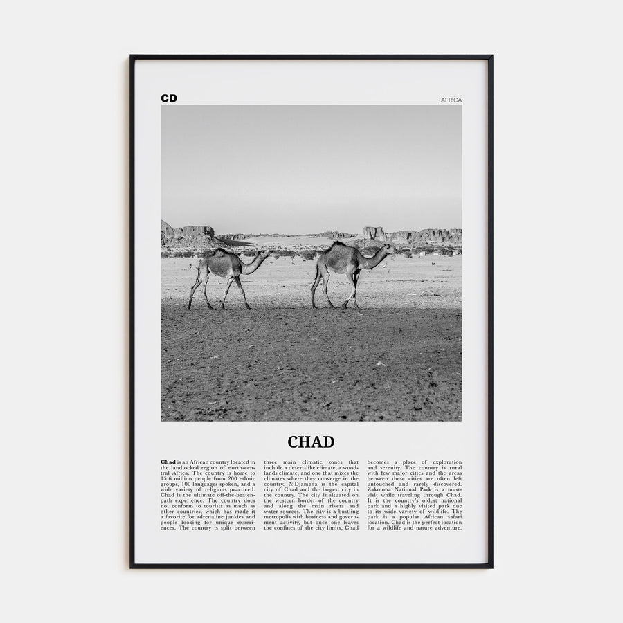 Chad Travel B&W Poster