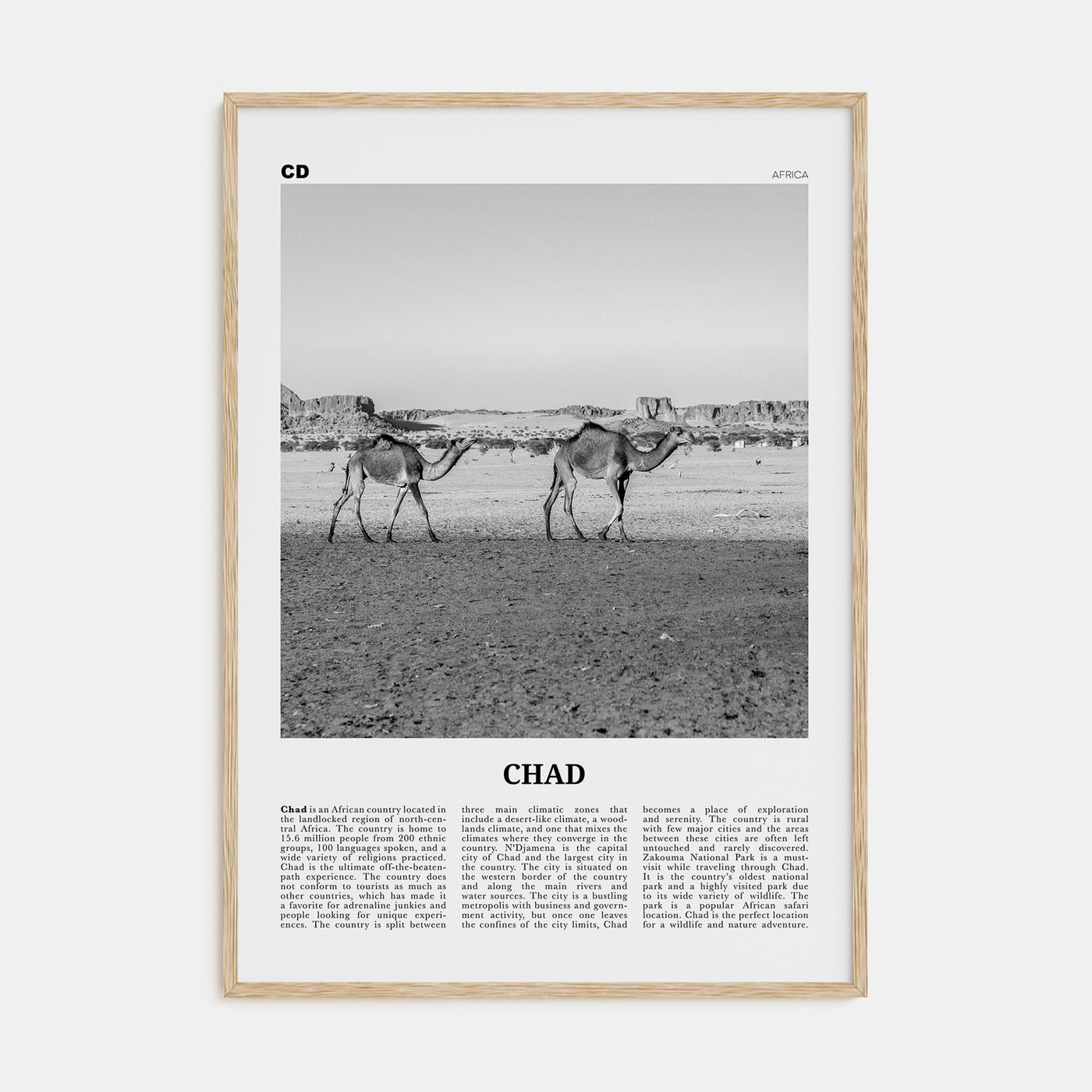 Chad Travel B&W Poster