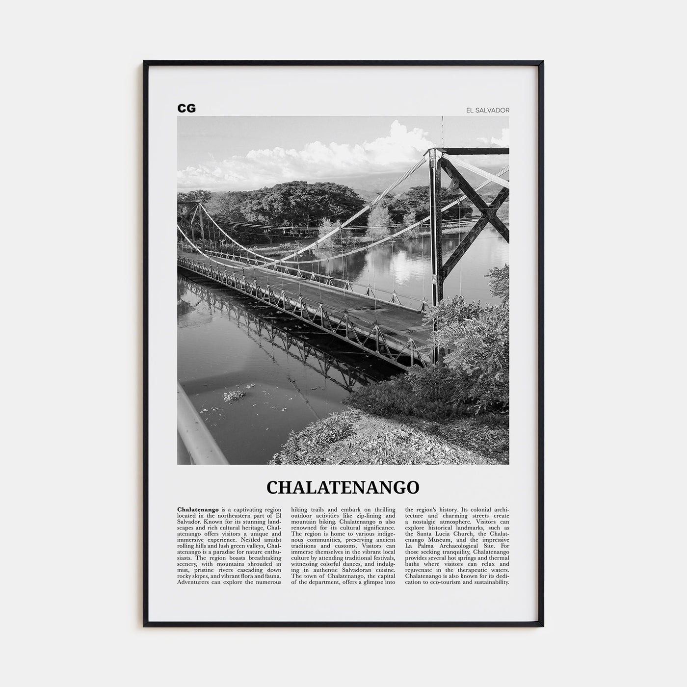 Chalatenango Travel B&W Poster