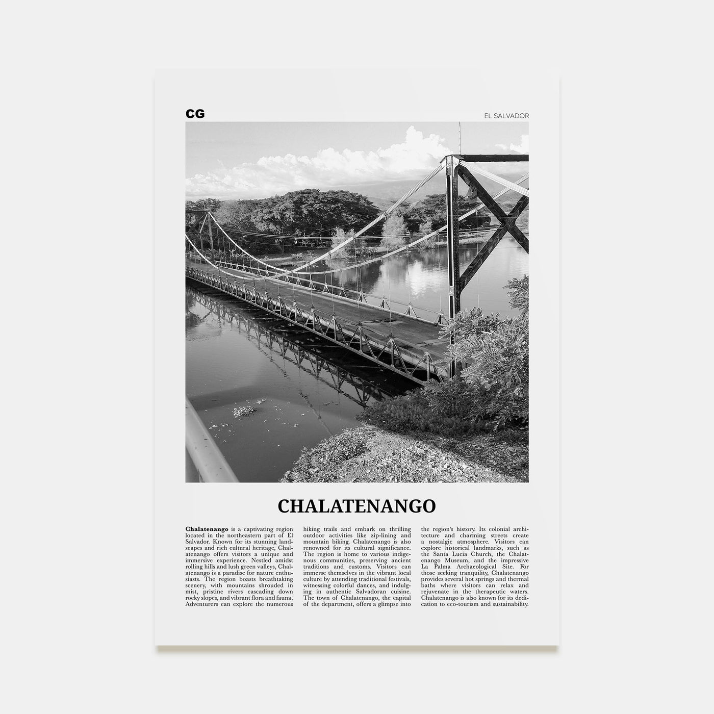 Chalatenango Travel B&W Poster
