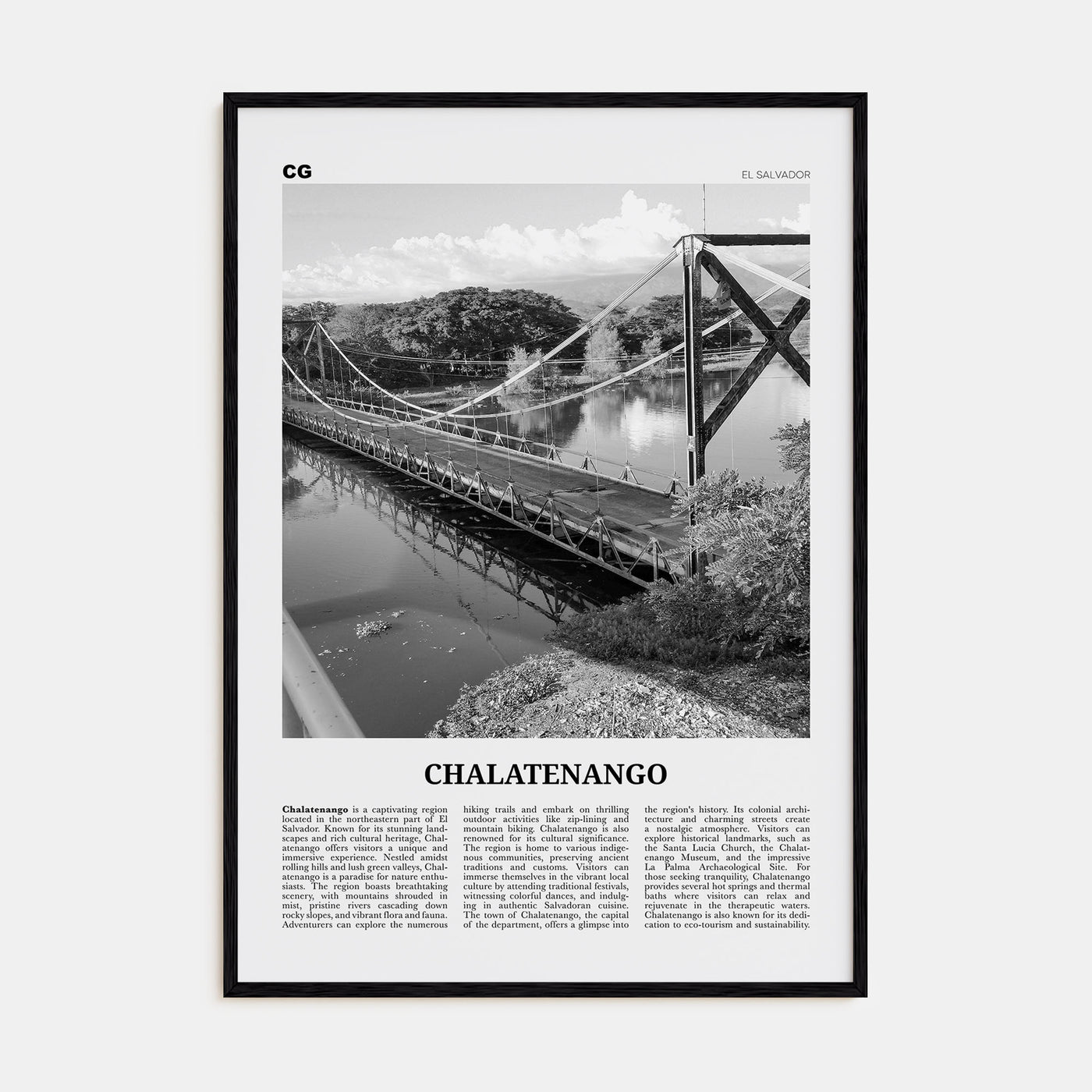 Chalatenango Travel B&W Poster