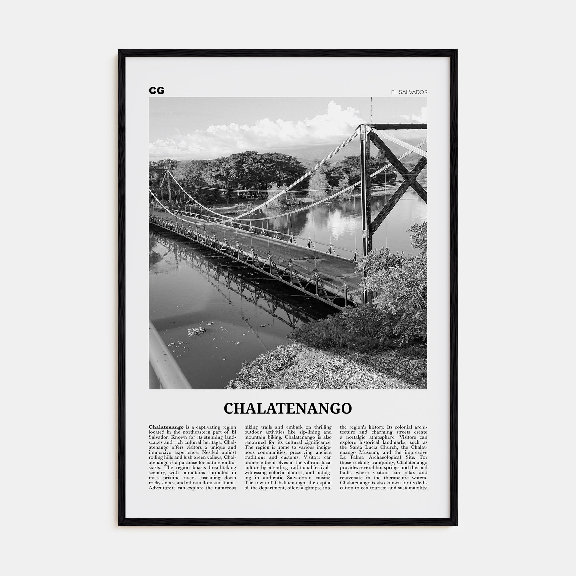 Chalatenango Travel B&W Poster