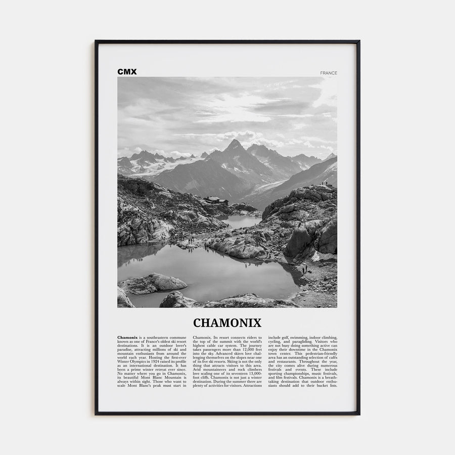 Chamonix Travel B&W Poster