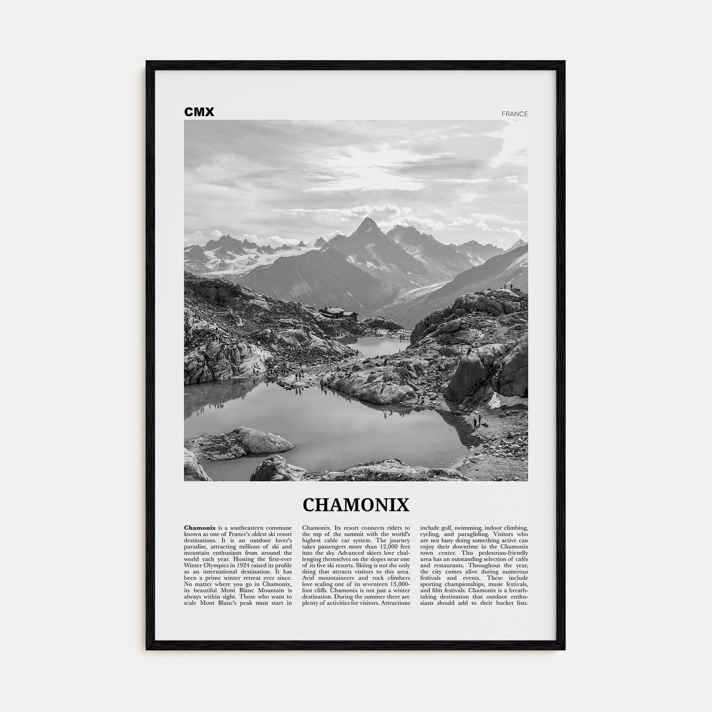 Chamonix Travel B&W Poster