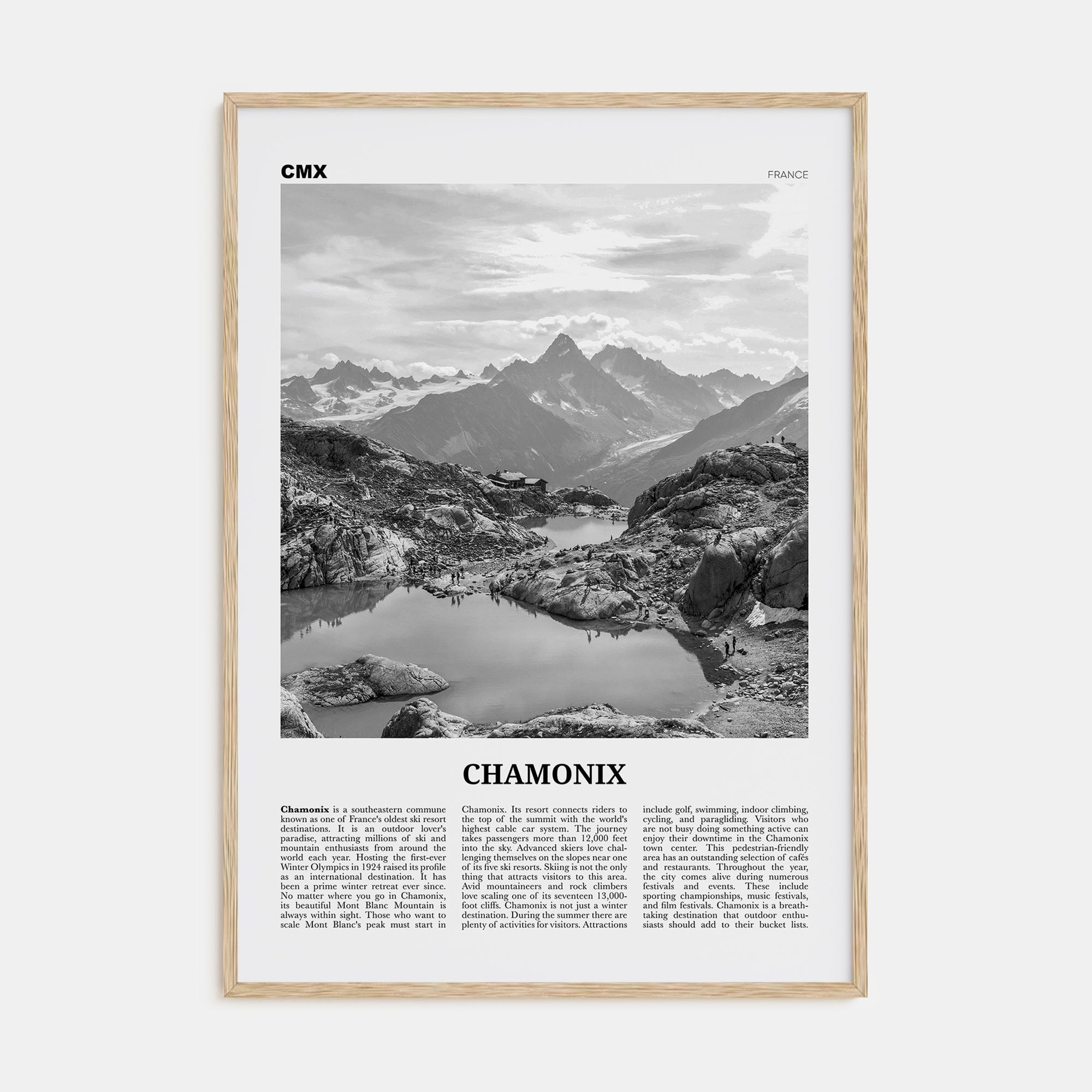 Chamonix Travel B&W Poster