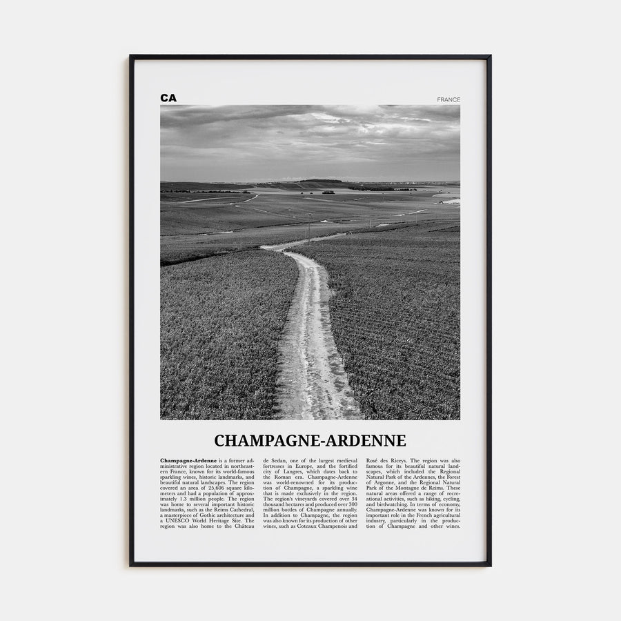 Champagne-Ardenne Travel B&W Poster